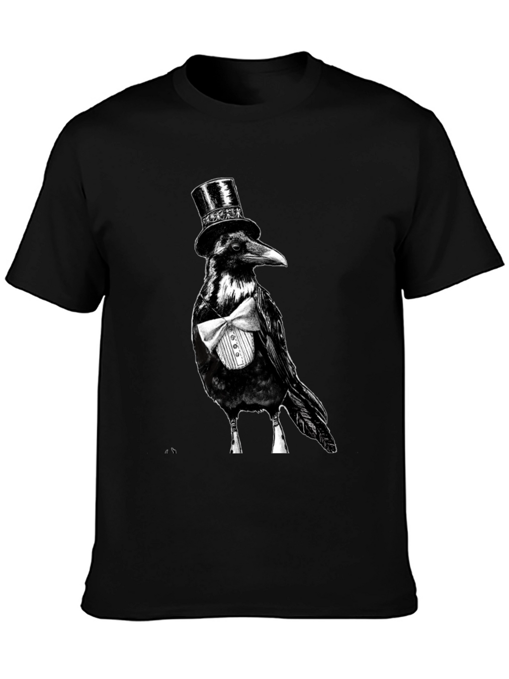 Raven Tuxedo Graphic Tee - Dapper Bird Black T-Shirt