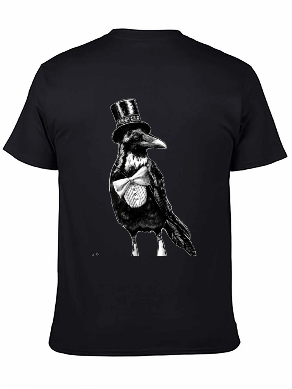 Raven Tuxedo Graphic Tee - Dapper Bird Black T-Shirt