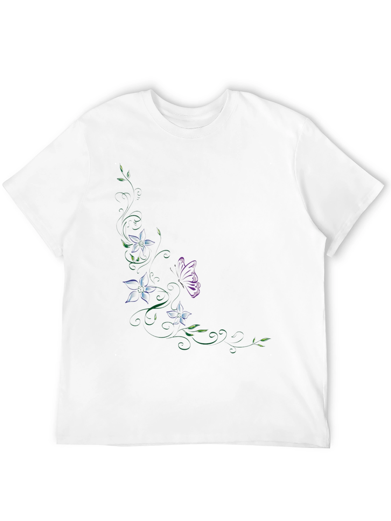 Floral Butterfly Graphic Black T-Shirt
