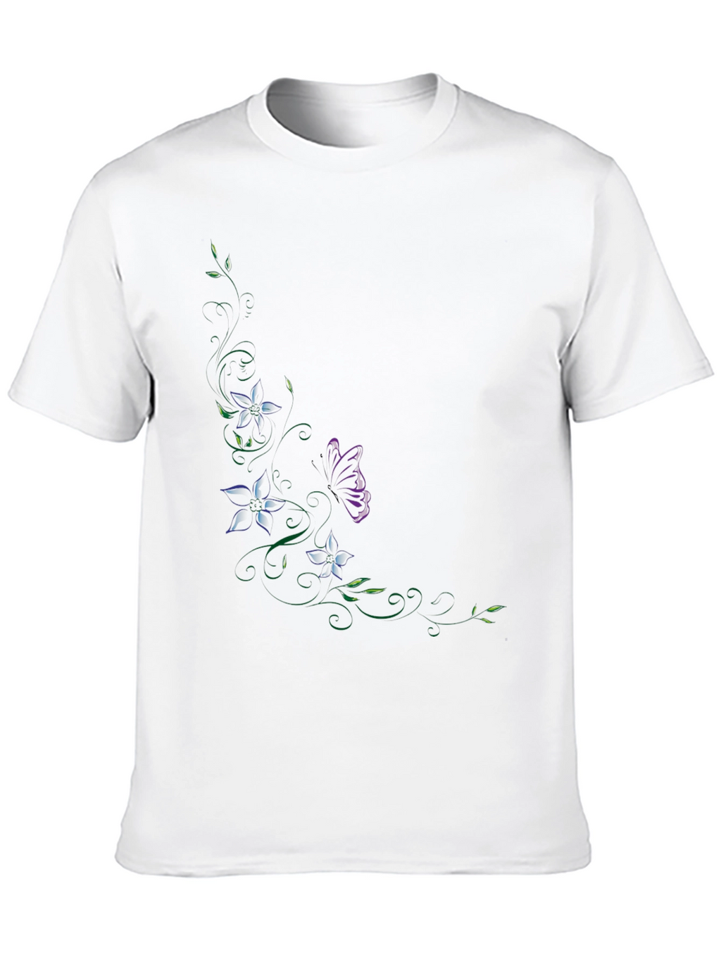 Floral Butterfly Graphic Black T-Shirt