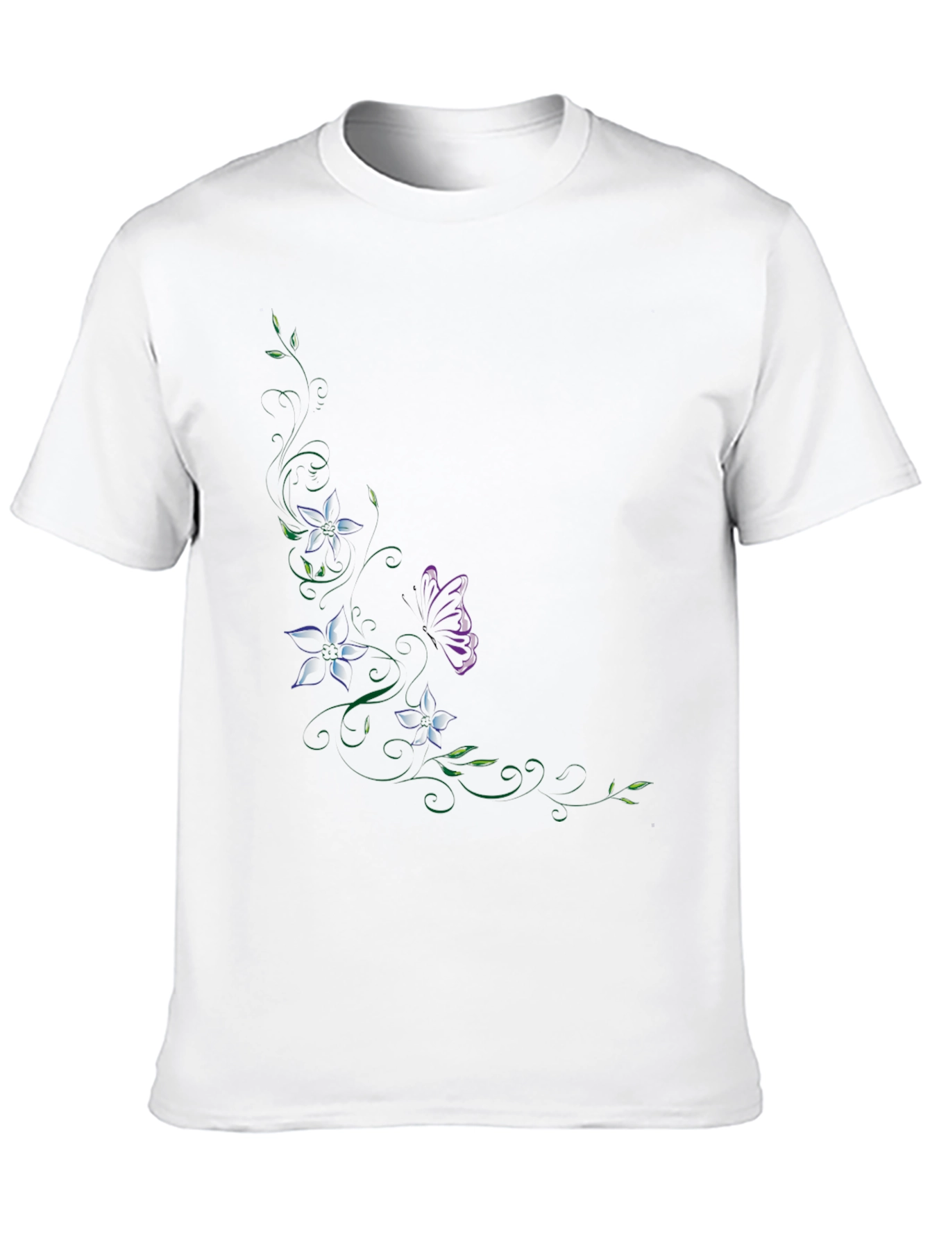 Floral Butterfly Graphic Black T-Shirt