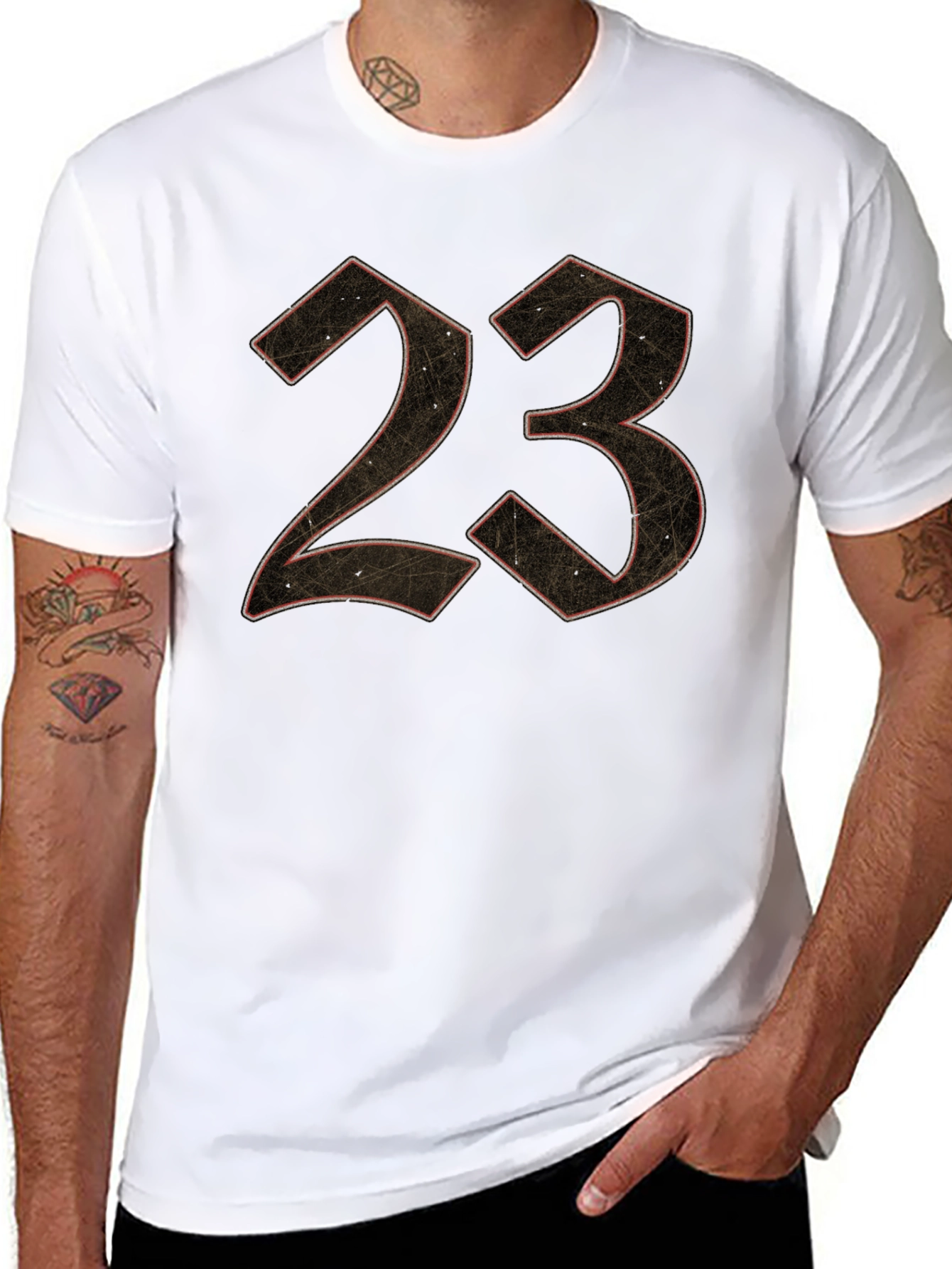 23 Graphic Print Mens Black T-Shirt