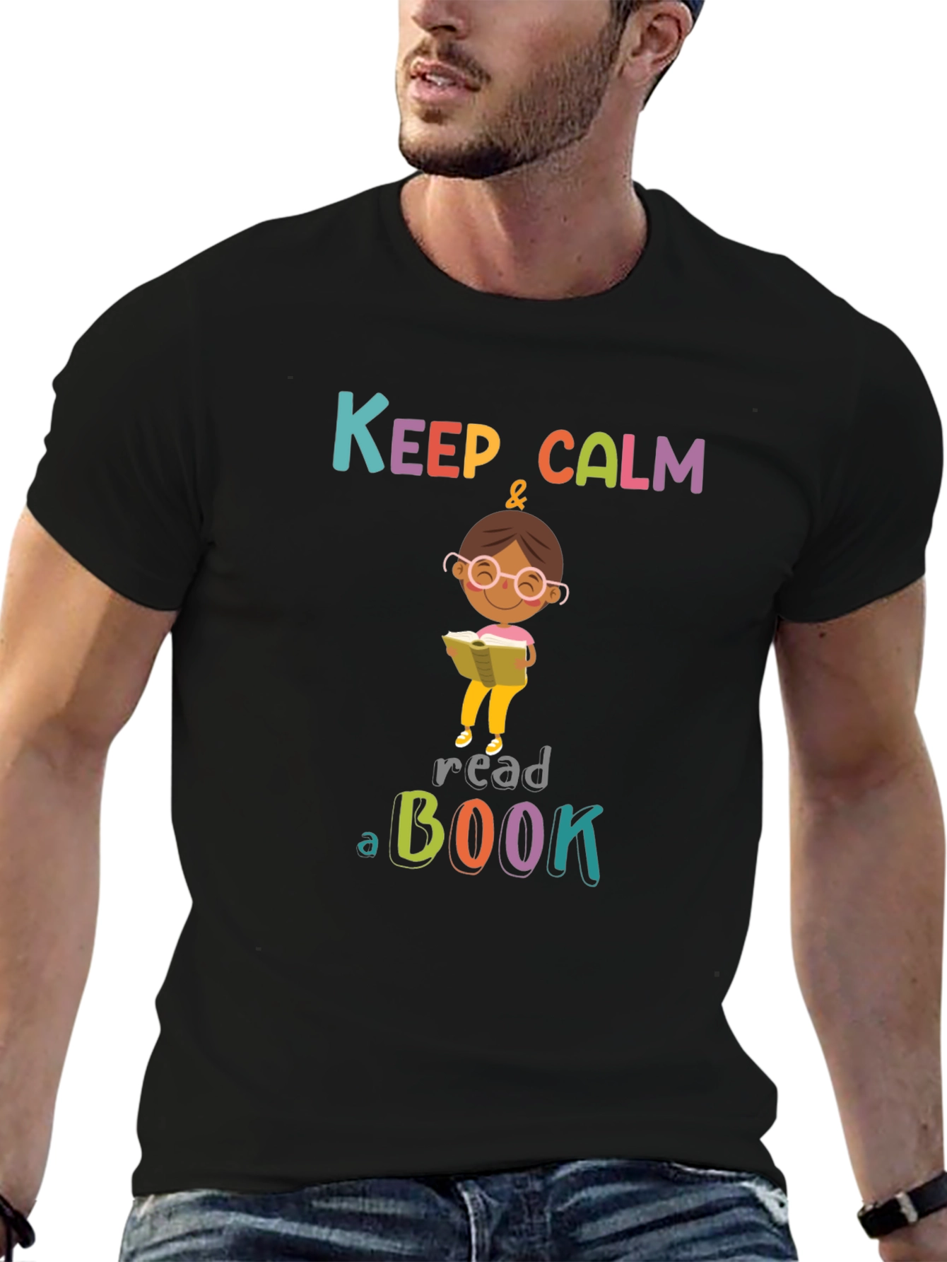 Keep Calm & Read a Book Black T-Shirt