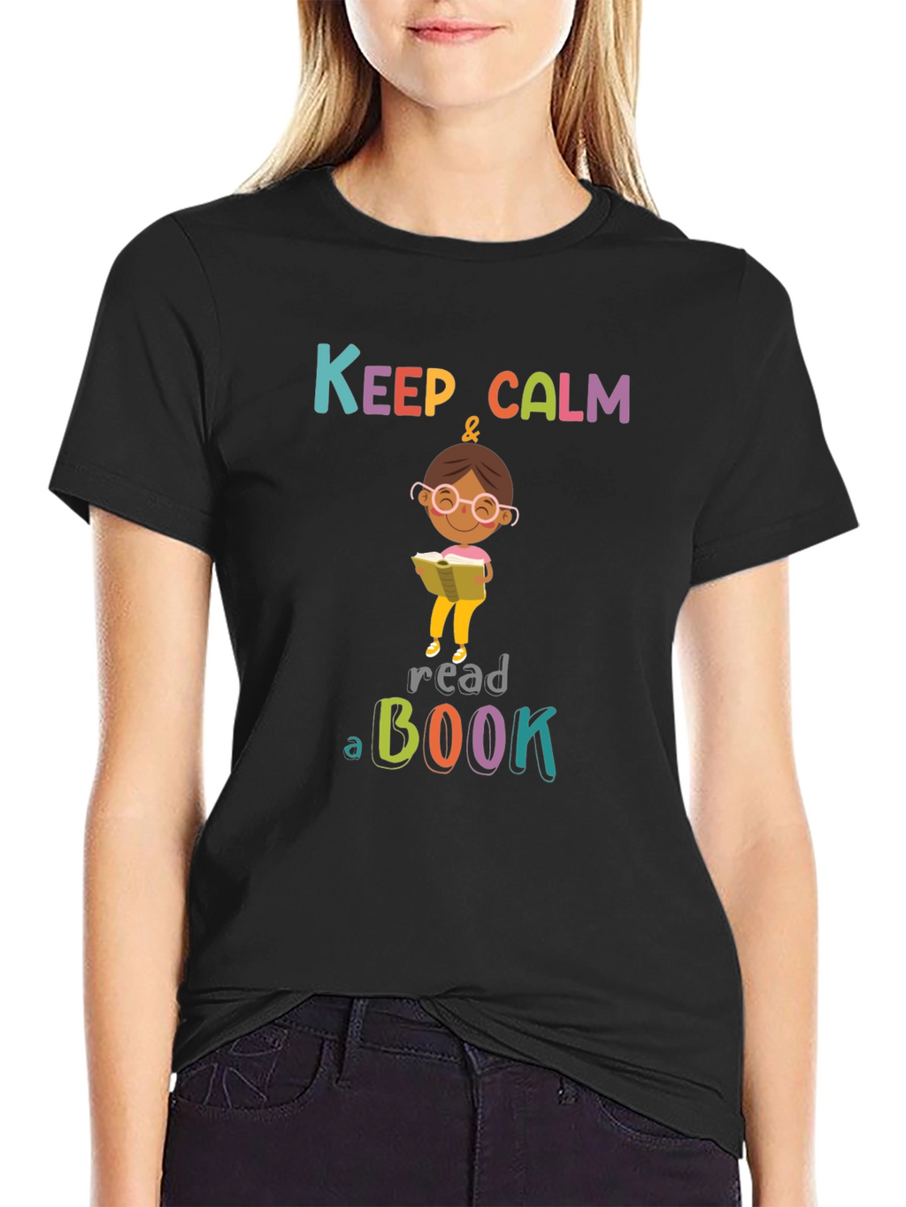 Keep Calm & Read a Book Black T-Shirt