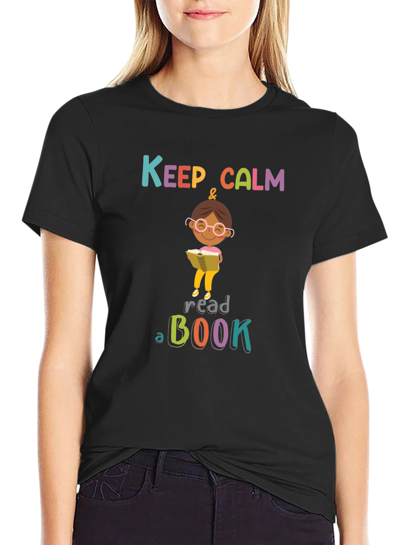 Keep Calm & Read a Book Black T-Shirt
