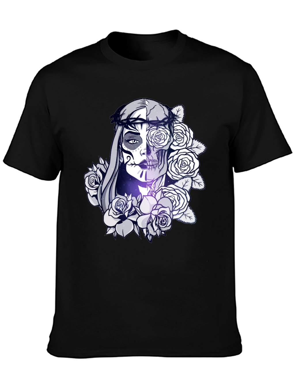 Sugar Skull Floral Black T-Shirt