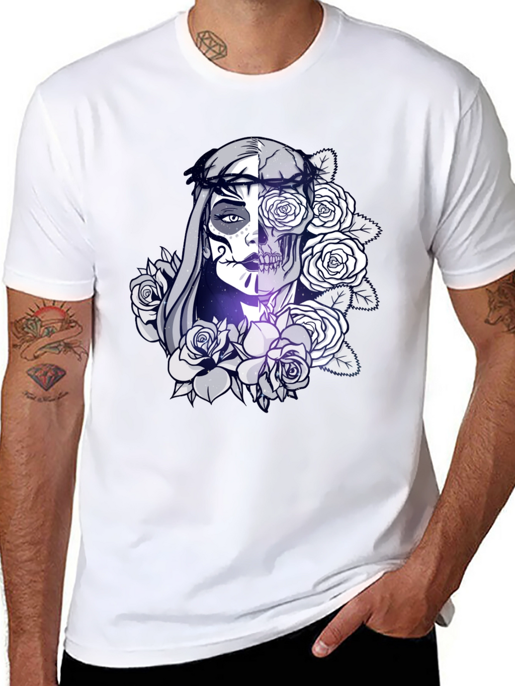 Sugar Skull Floral Black T-Shirt