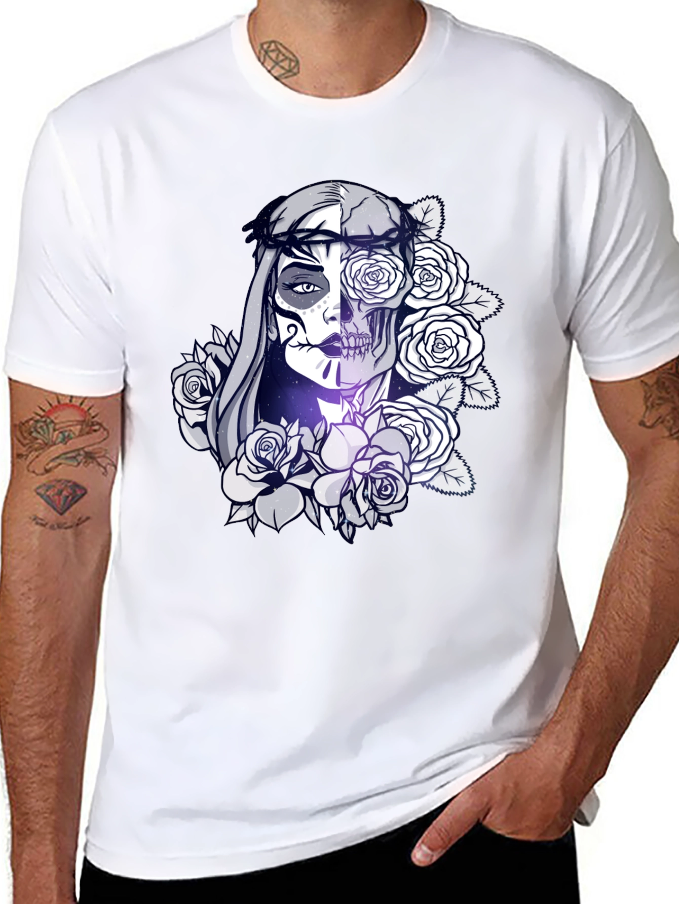 Sugar Skull Floral Black T-Shirt