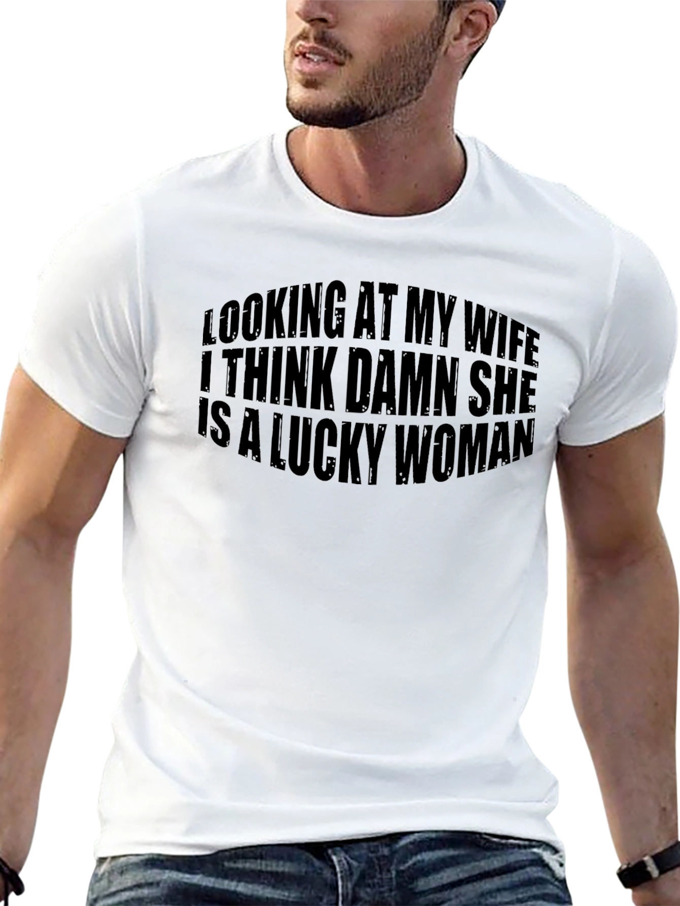 Lucky Wife Graphic Tee - Funny Husband Shirt