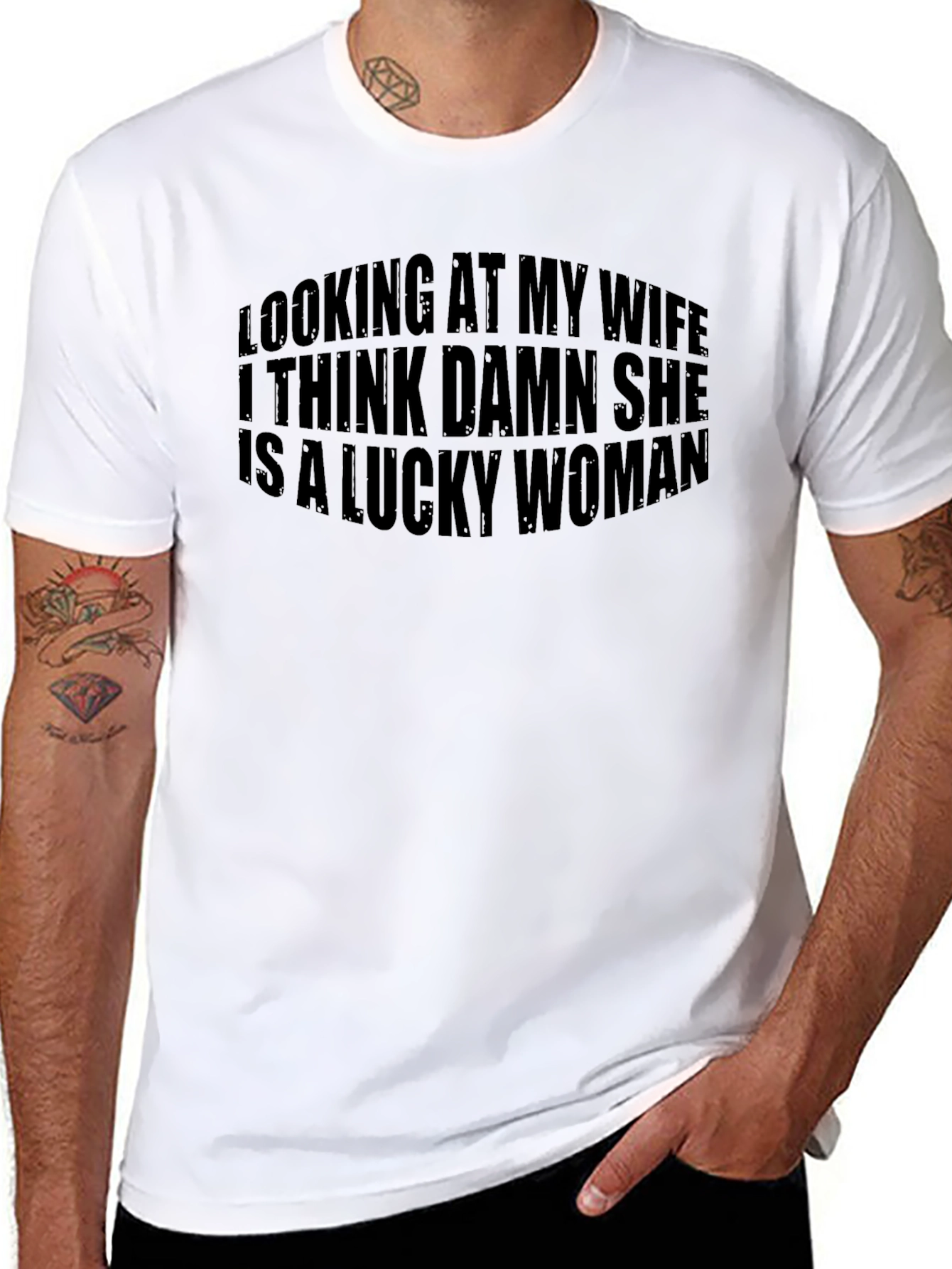 Lucky Wife Graphic Tee - Funny Husband Shirt
