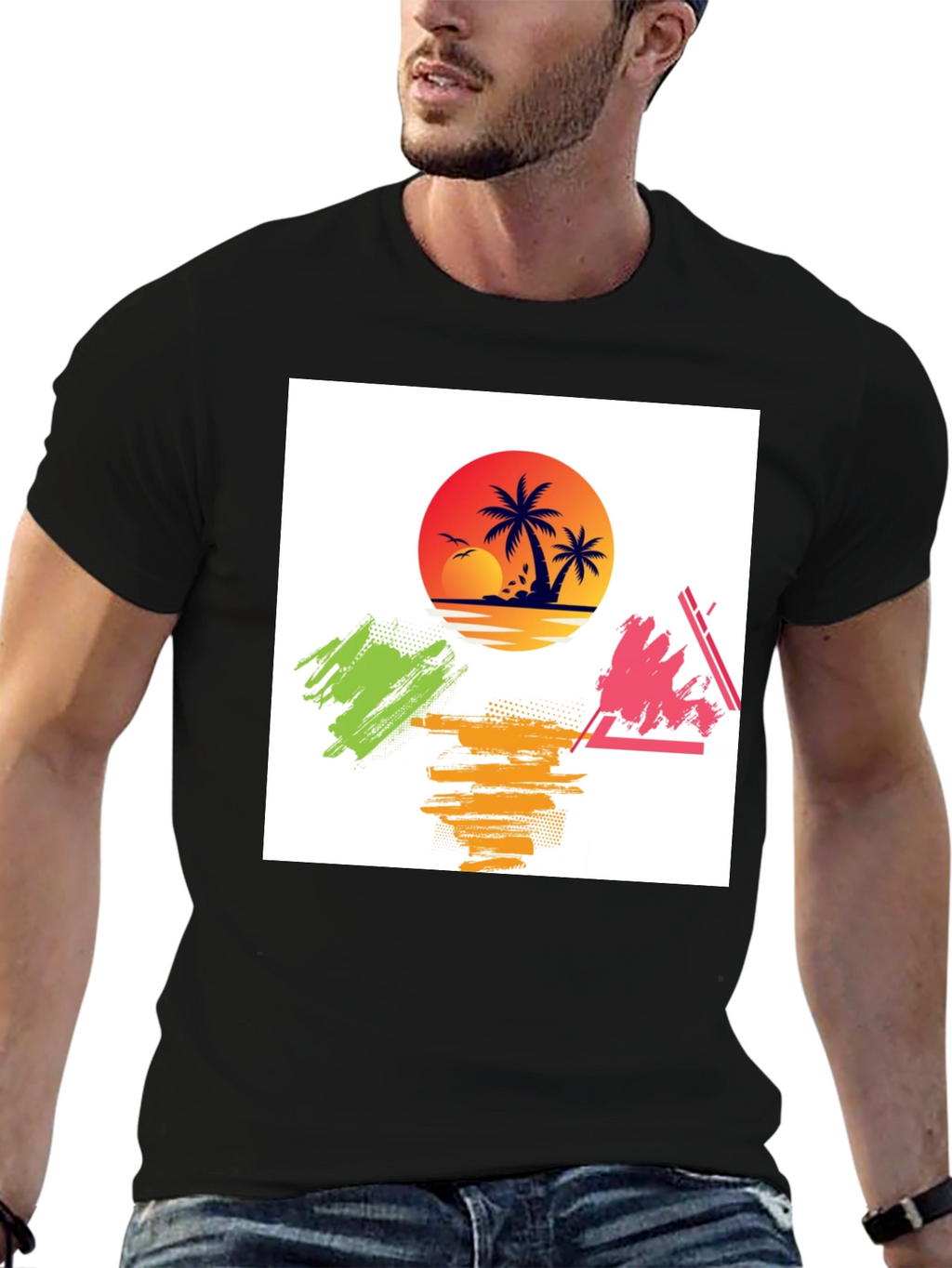 Tropical Sunset Graphic Tee - Relaxed Fit