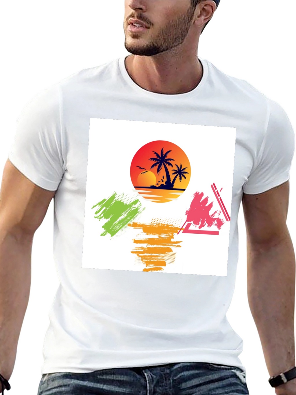 Tropical Sunset Graphic Tee - Relaxed Fit
