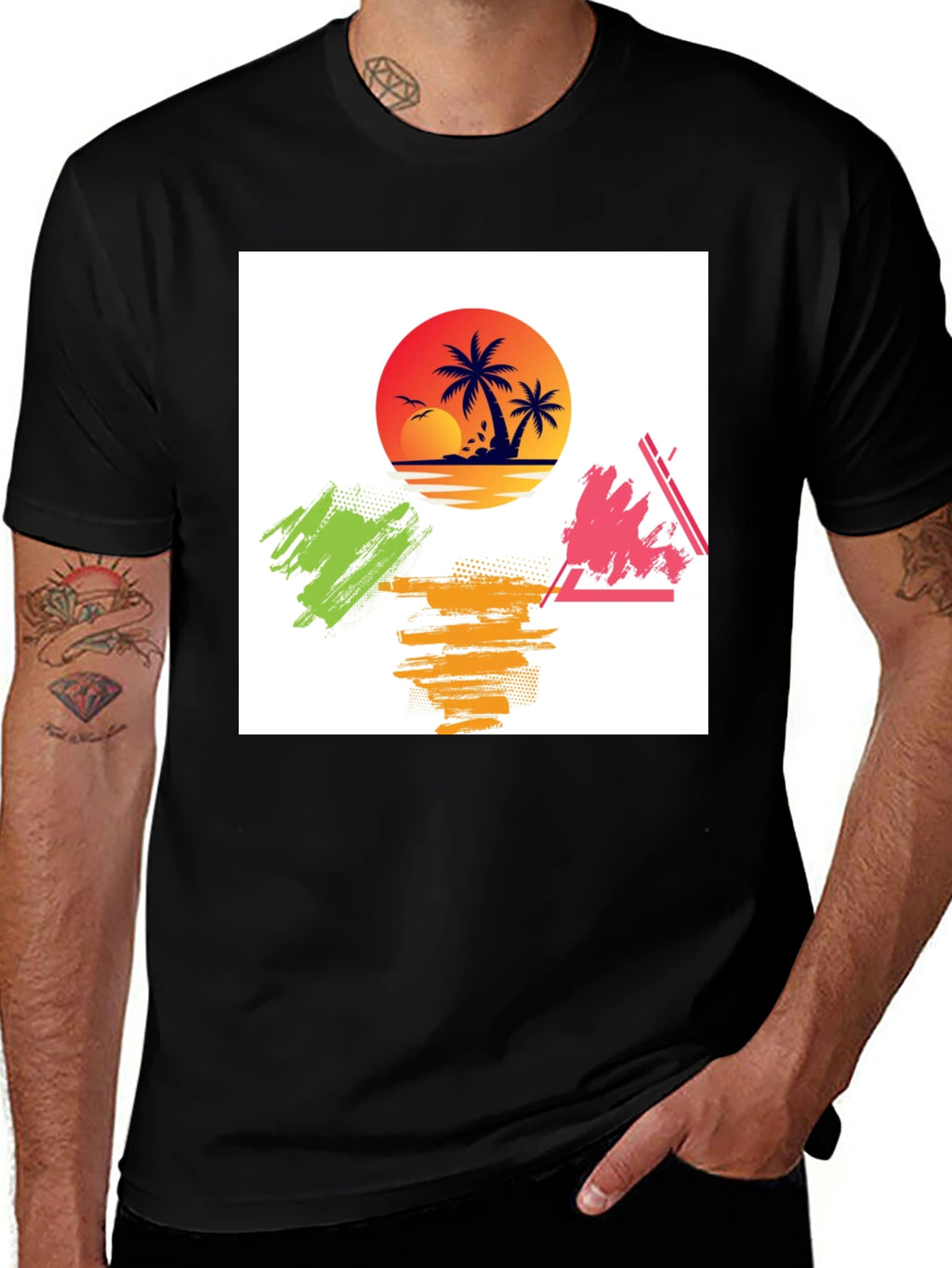 Tropical Sunset Graphic Tee - Relaxed Fit