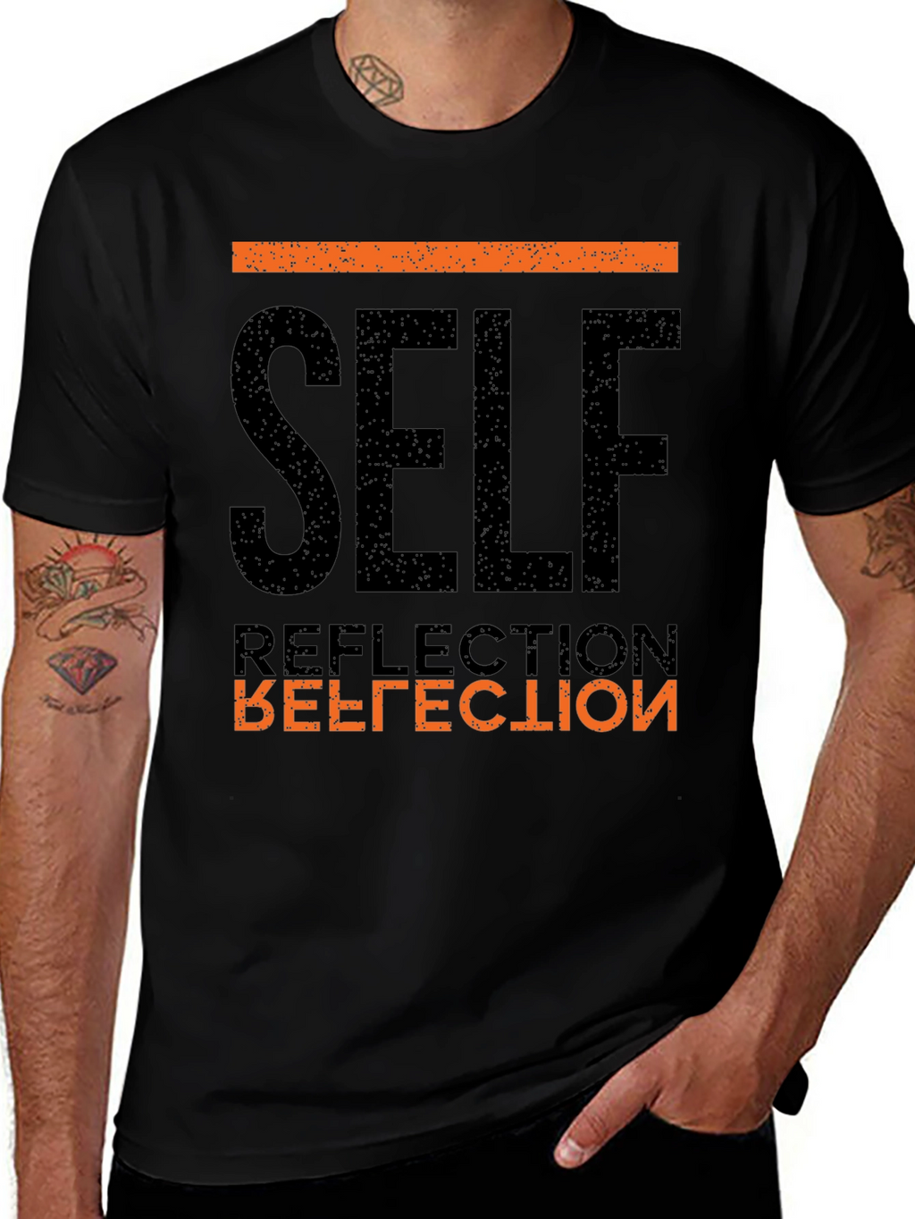 Self Reflection Graphic Tee - Black Cotton T-Shirt