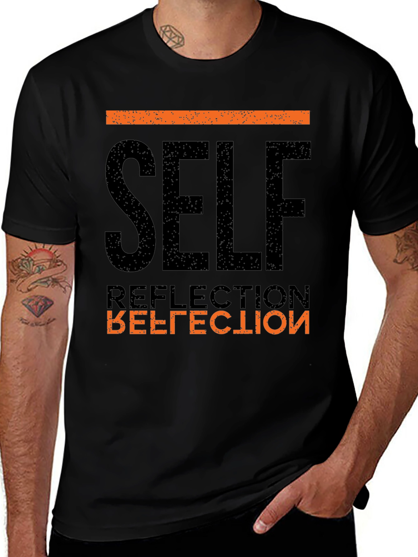 Self Reflection Graphic Tee - Black Cotton T-Shirt