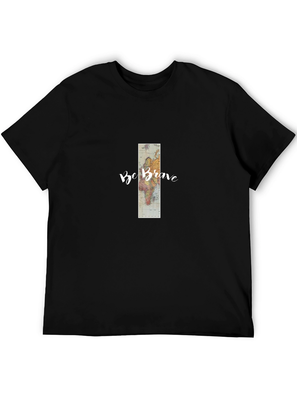 Be Brave World Map Graphic Tee - Black