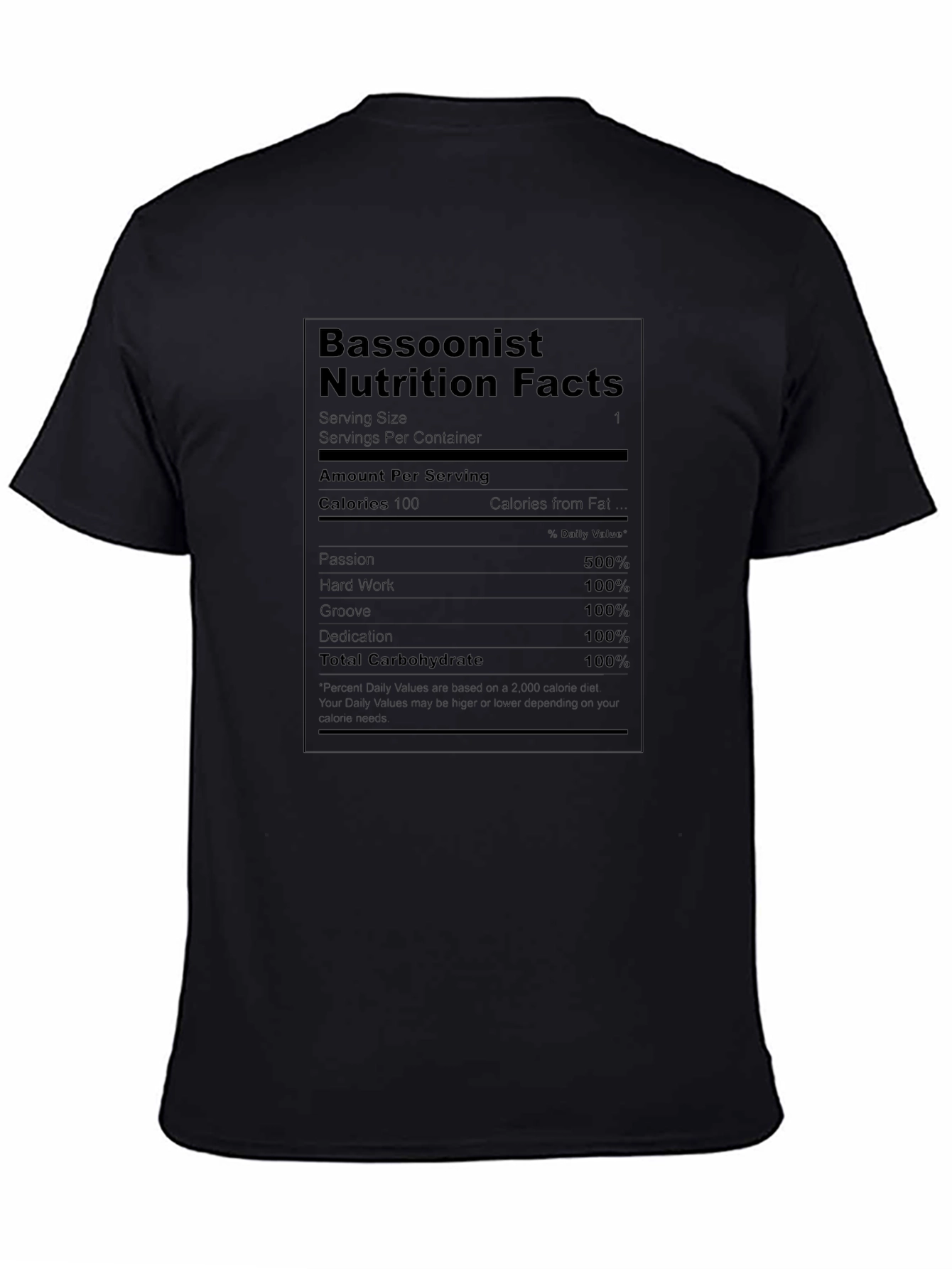 Bassoonist Nutrition Facts Graphic T-Shirt