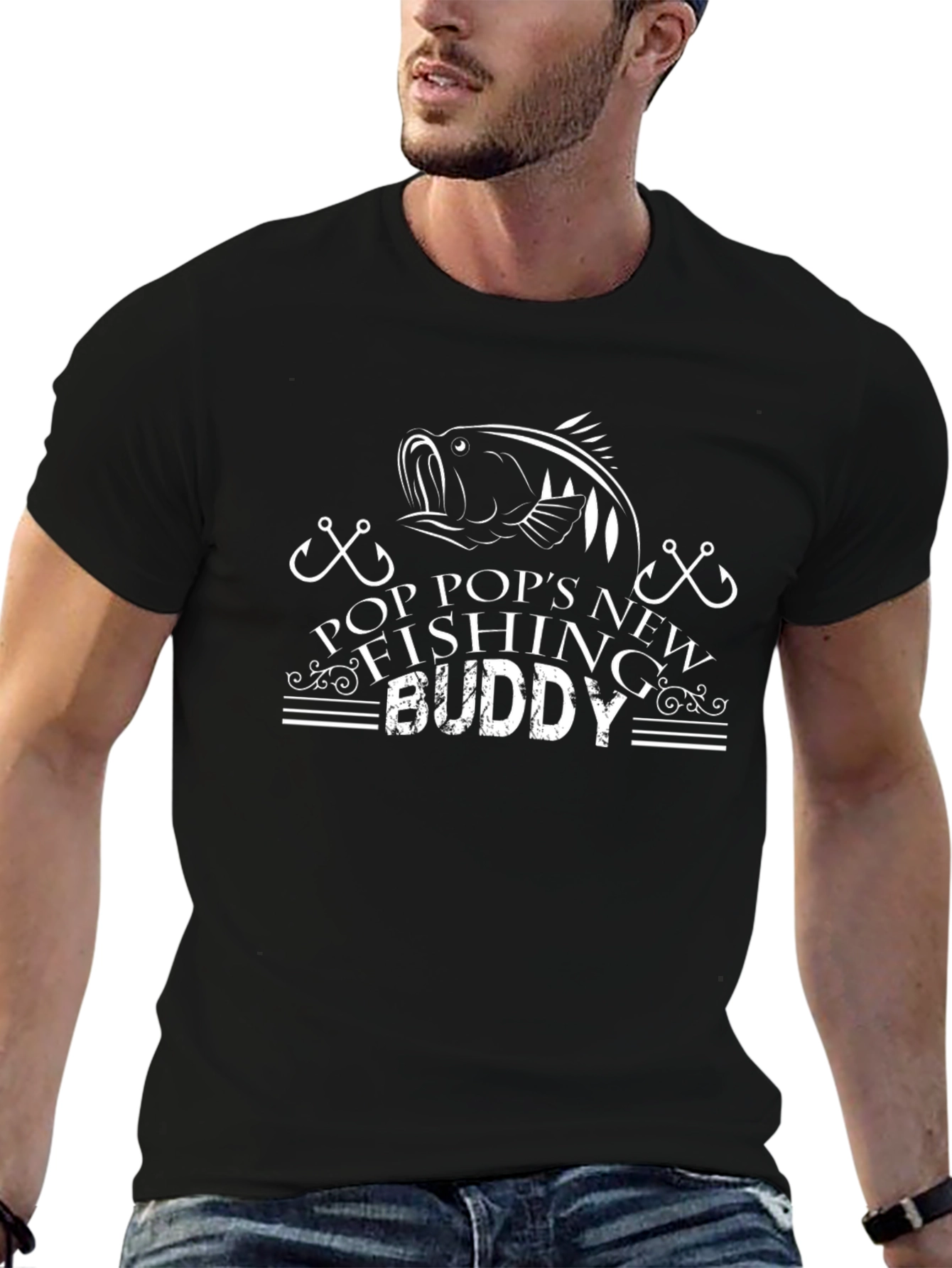 Pop Pops New Fishing Buddy Black T-Shirt