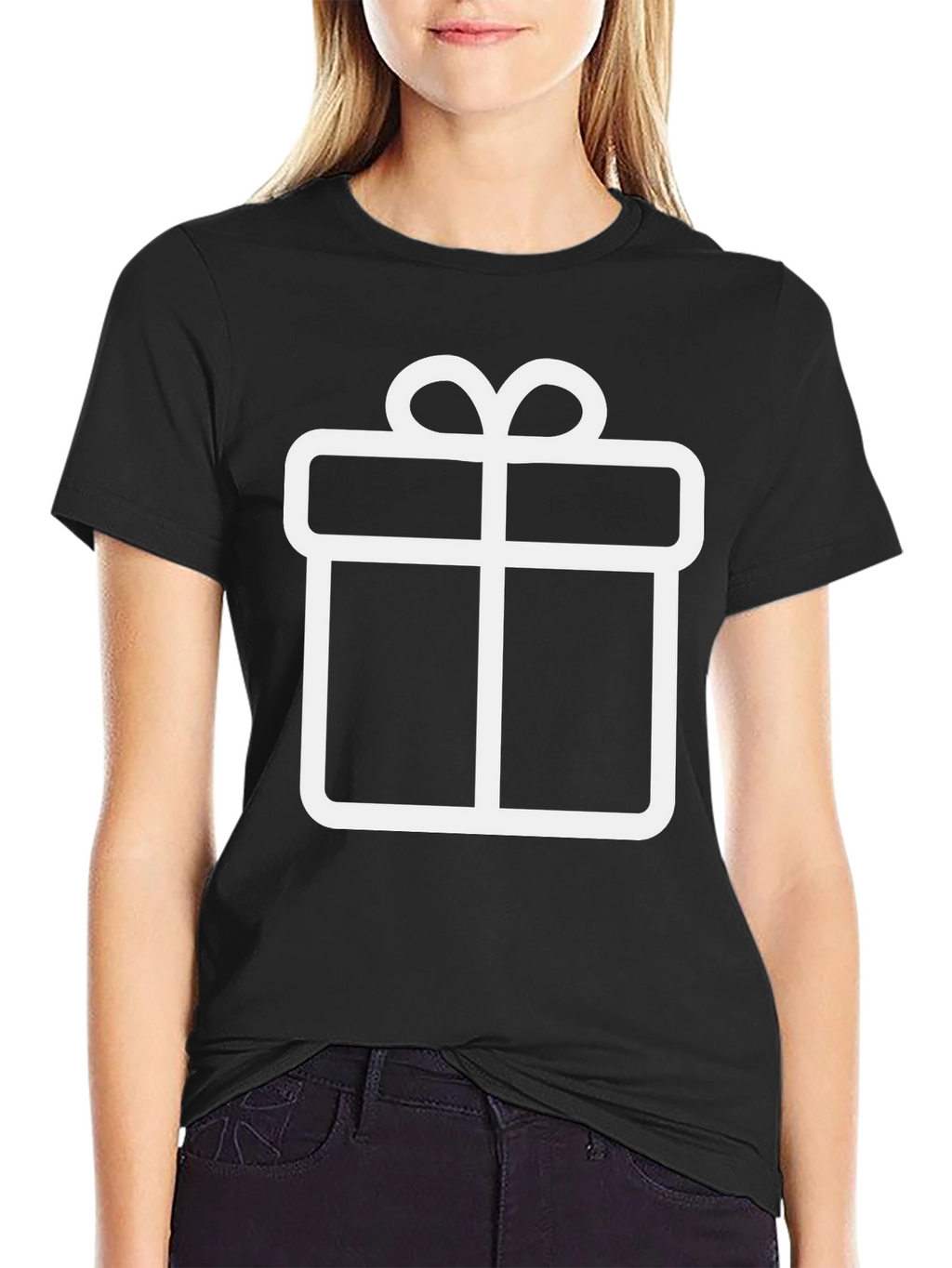Festive Gift Box Tee - Black Graphic T-Shirt