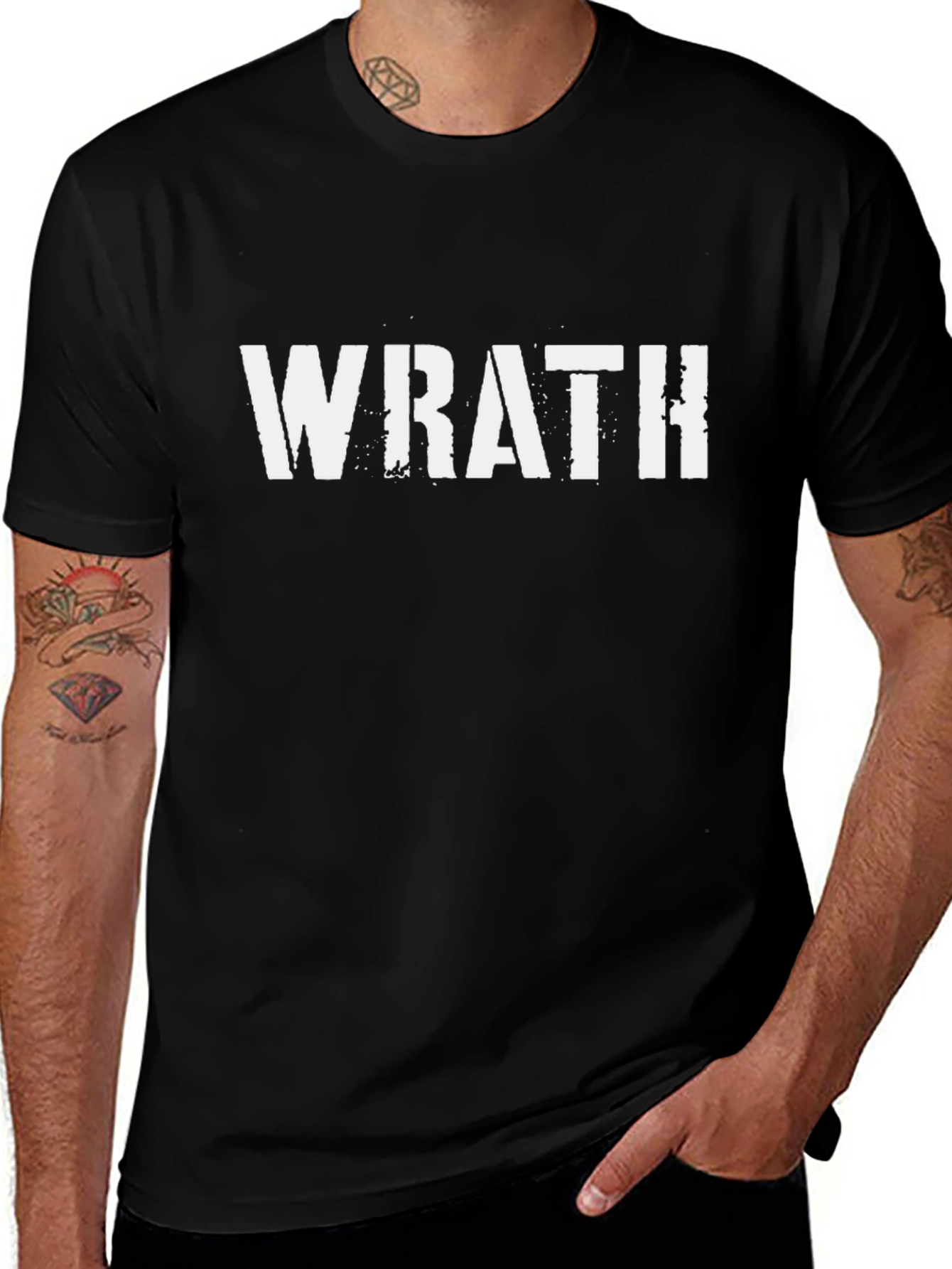 Wrath Graphic Tee - Black Cotton Casual T-Shirt