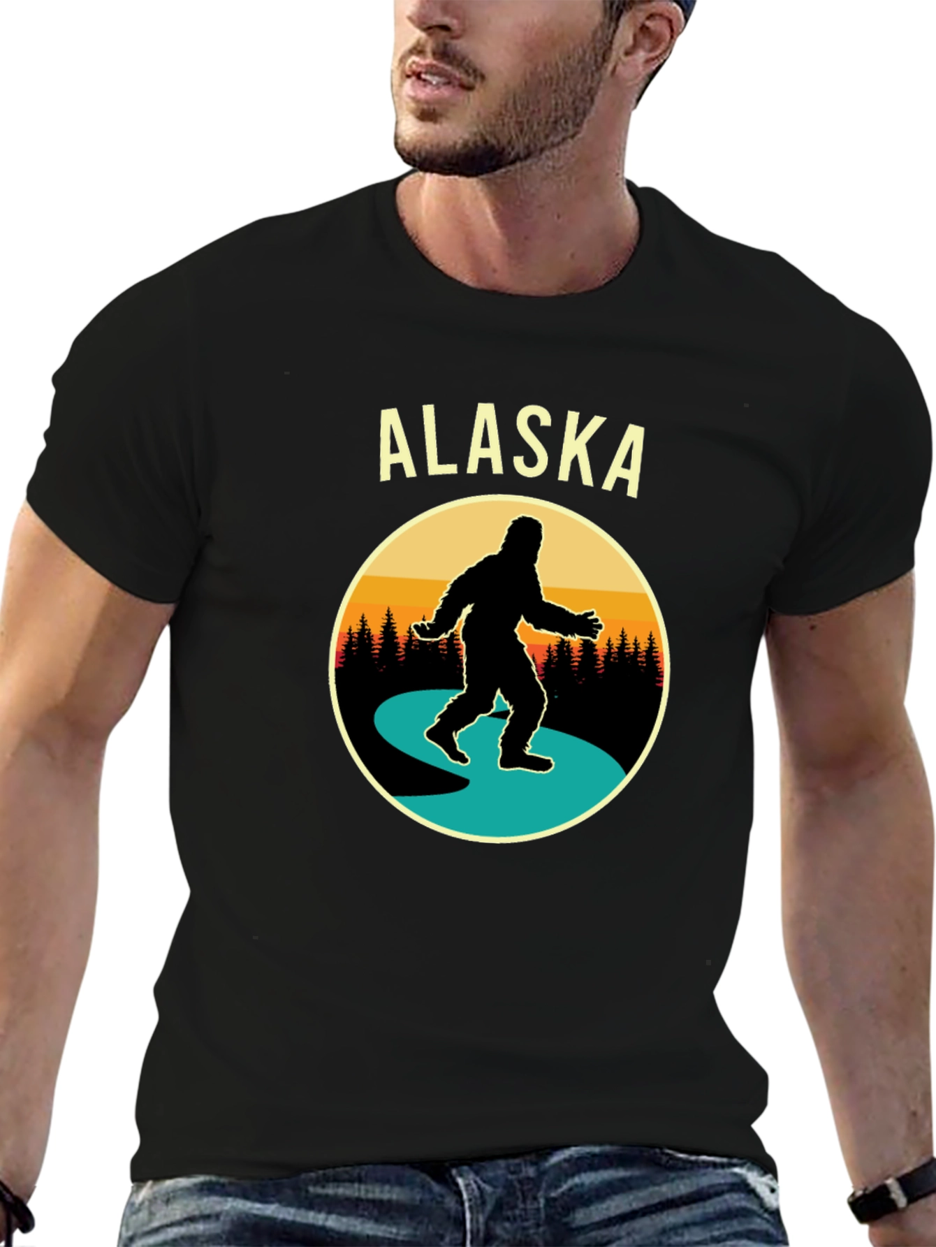 Alaska Bigfoot Graphic Tee - Black Cotton T-Shirt
