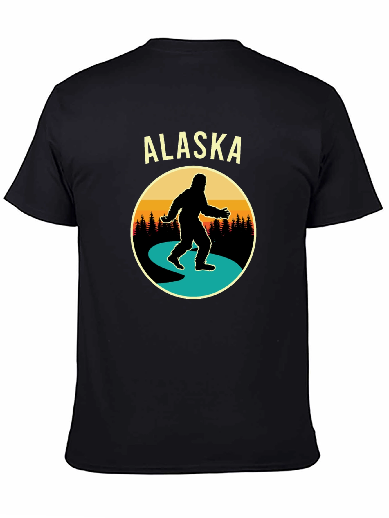 Alaska Bigfoot Graphic Tee - Black Cotton T-Shirt