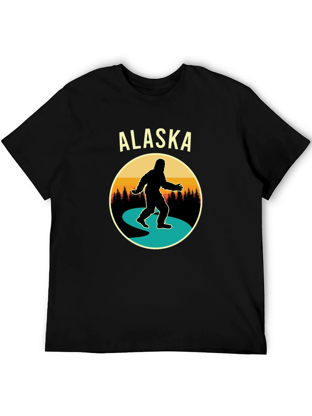 Alaska Bigfoot Graphic Tee - Black Cotton T-Shirt