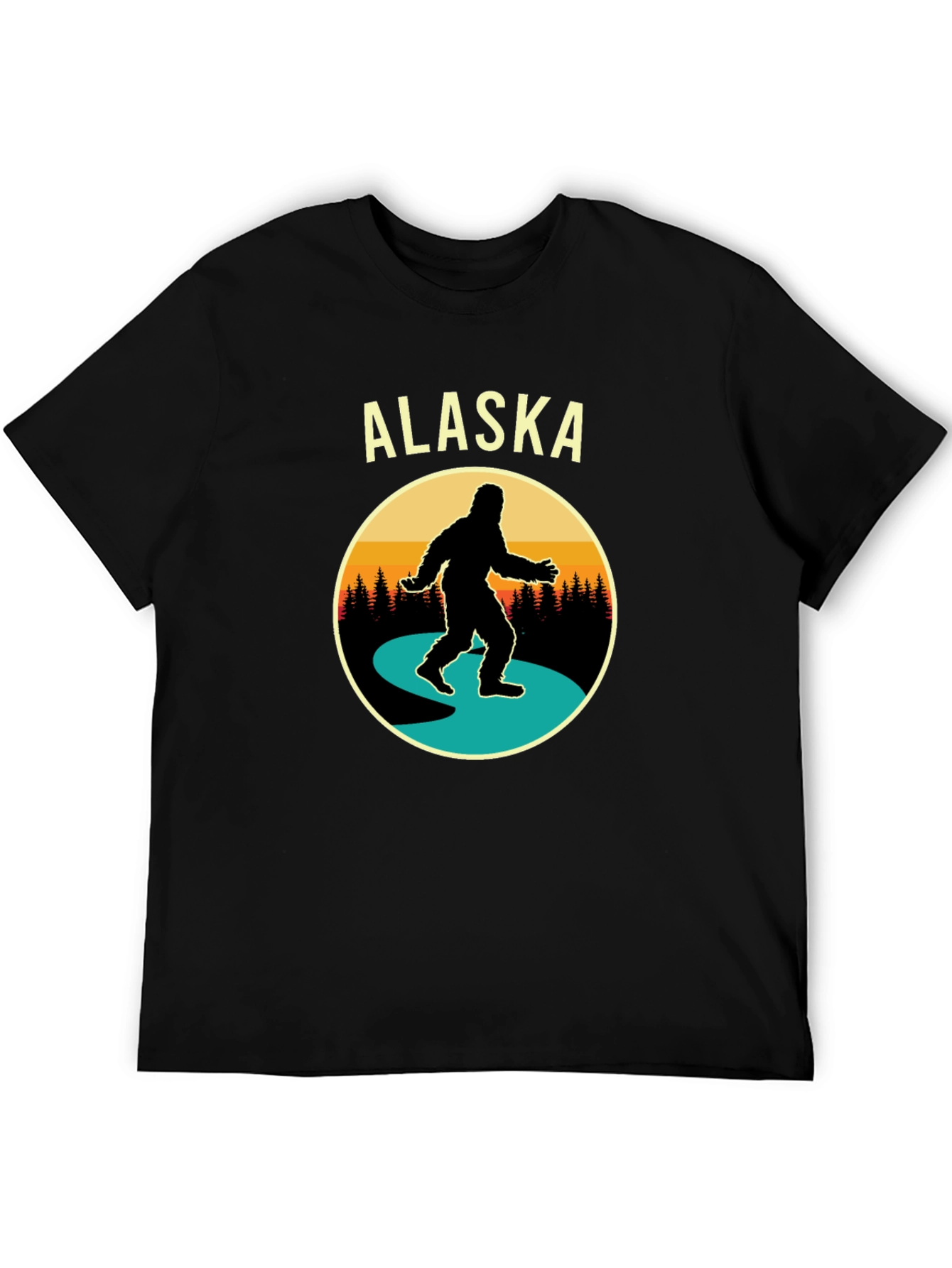 Alaska Bigfoot Graphic Tee - Black Cotton T-Shirt