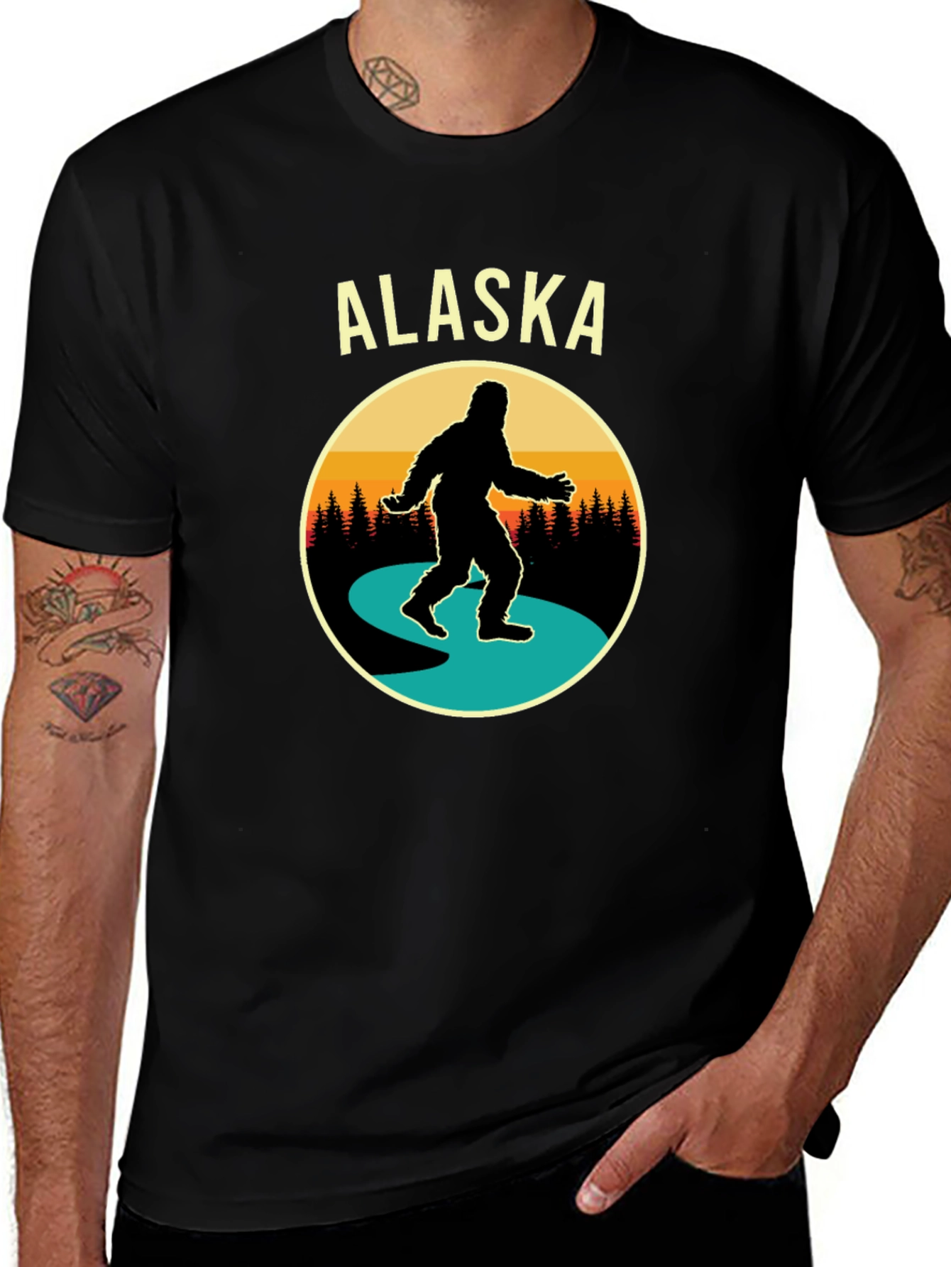 Alaska Bigfoot Graphic Tee - Black Cotton T-Shirt