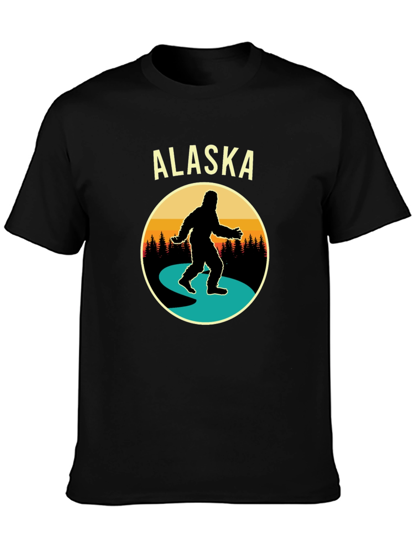 Alaska Bigfoot Graphic Tee - Black Cotton T-Shirt