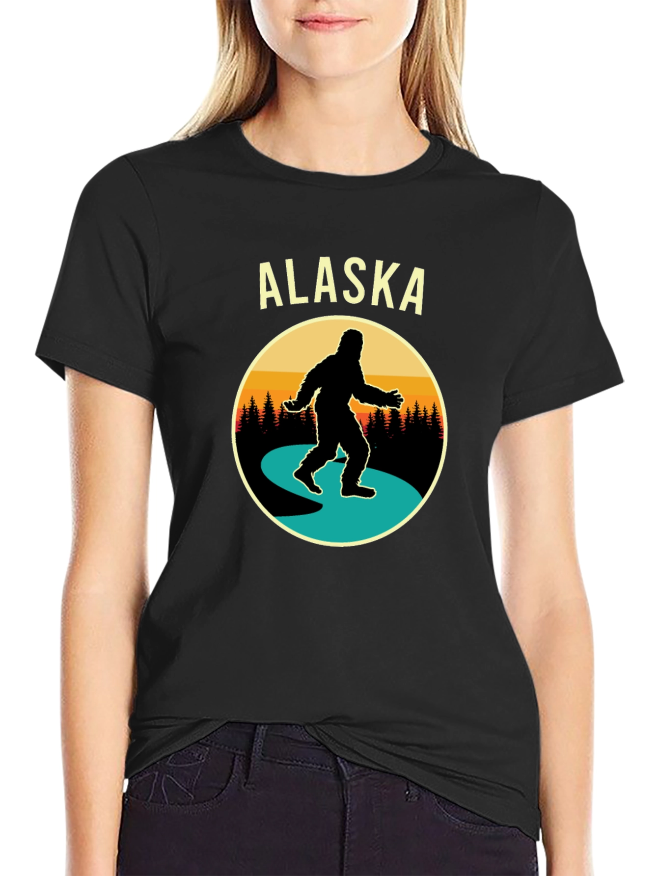 Alaska Bigfoot Graphic Tee - Black Cotton T-Shirt