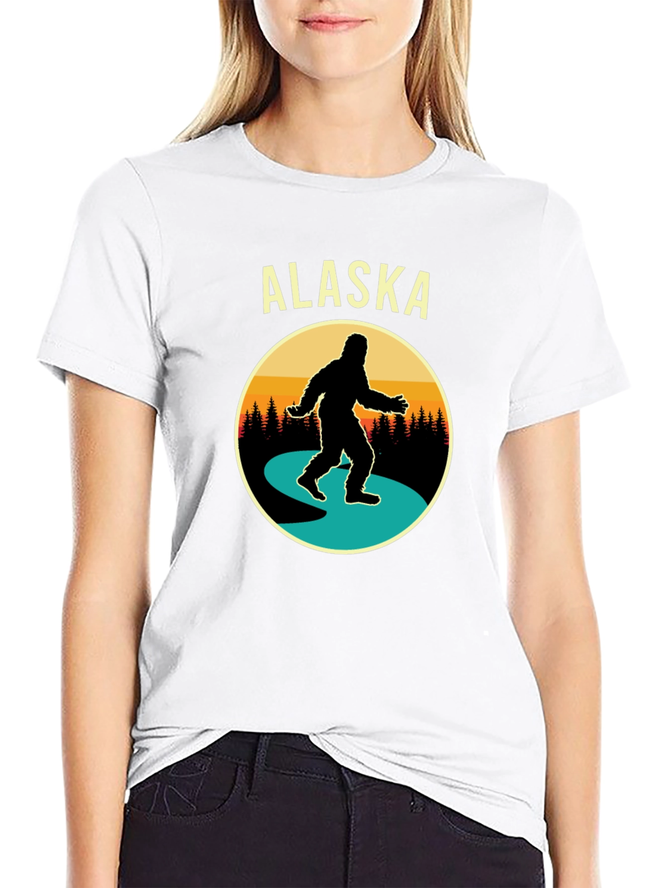 Alaska Bigfoot Graphic Tee - Black Cotton T-Shirt