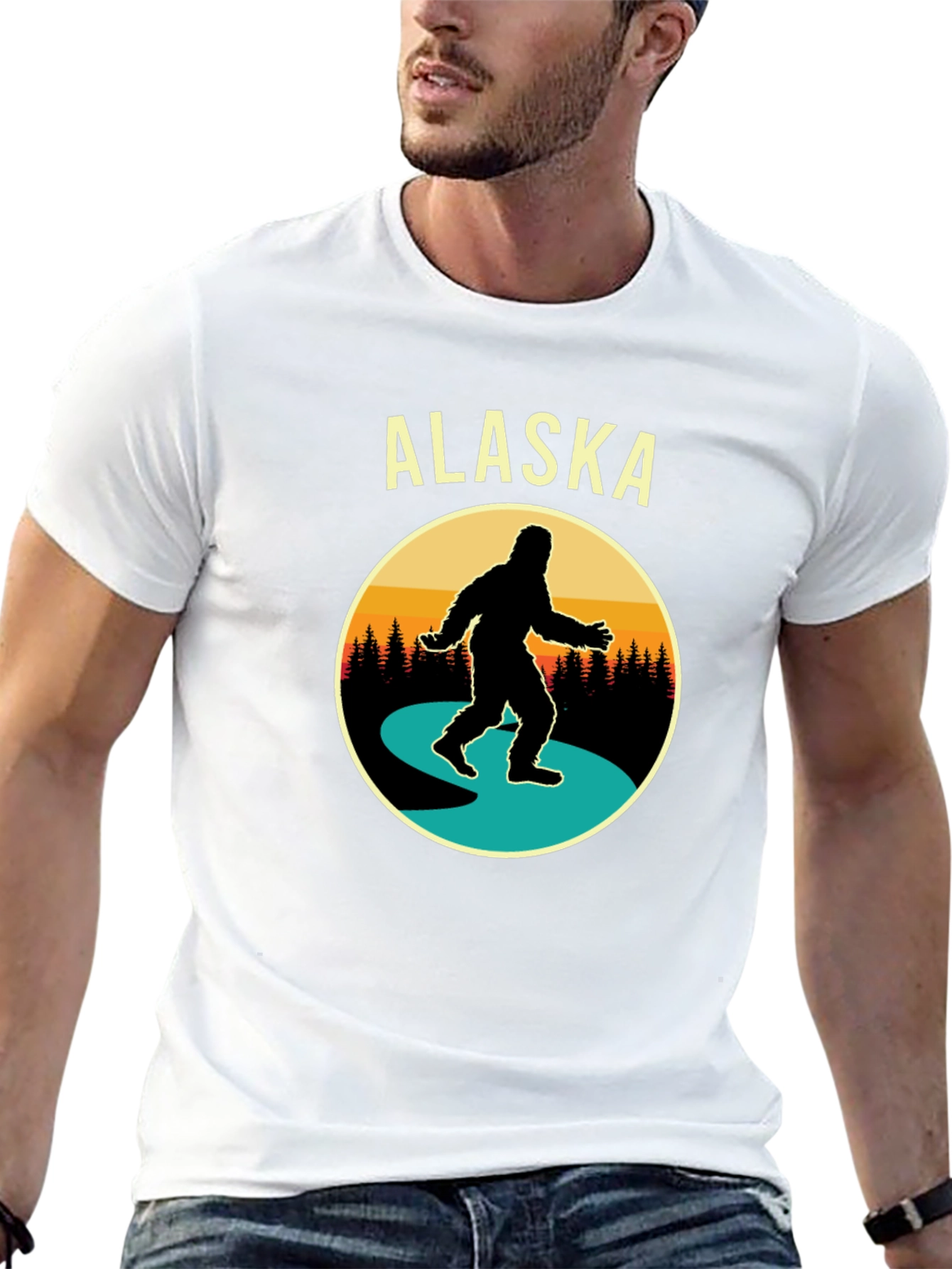 Alaska Bigfoot Graphic Tee - Black Cotton T-Shirt