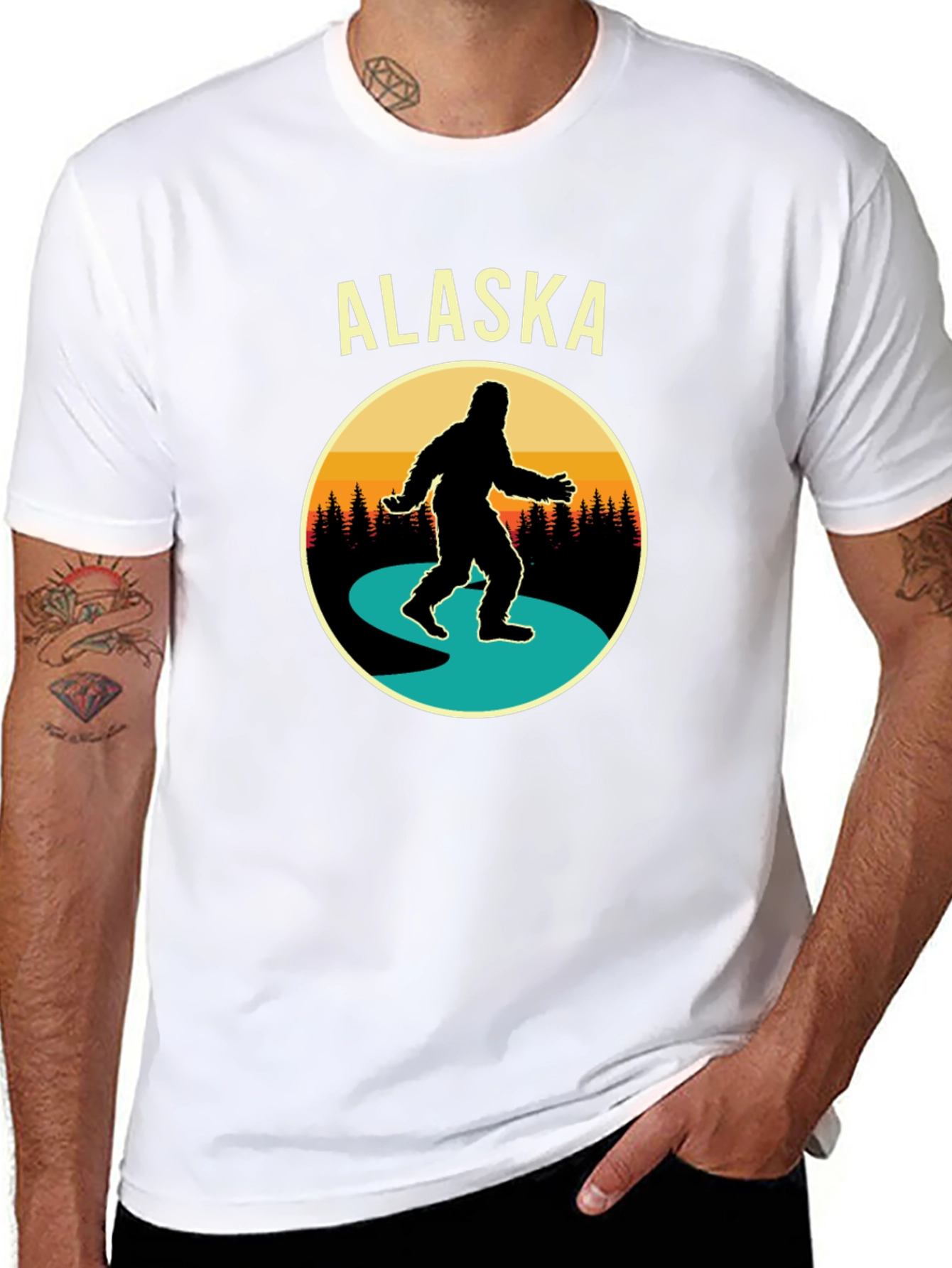 Alaska Bigfoot Graphic Tee - Black Cotton T-Shirt