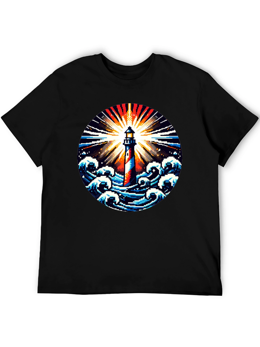 Pixel Lighthouse Graphic Tee - Black