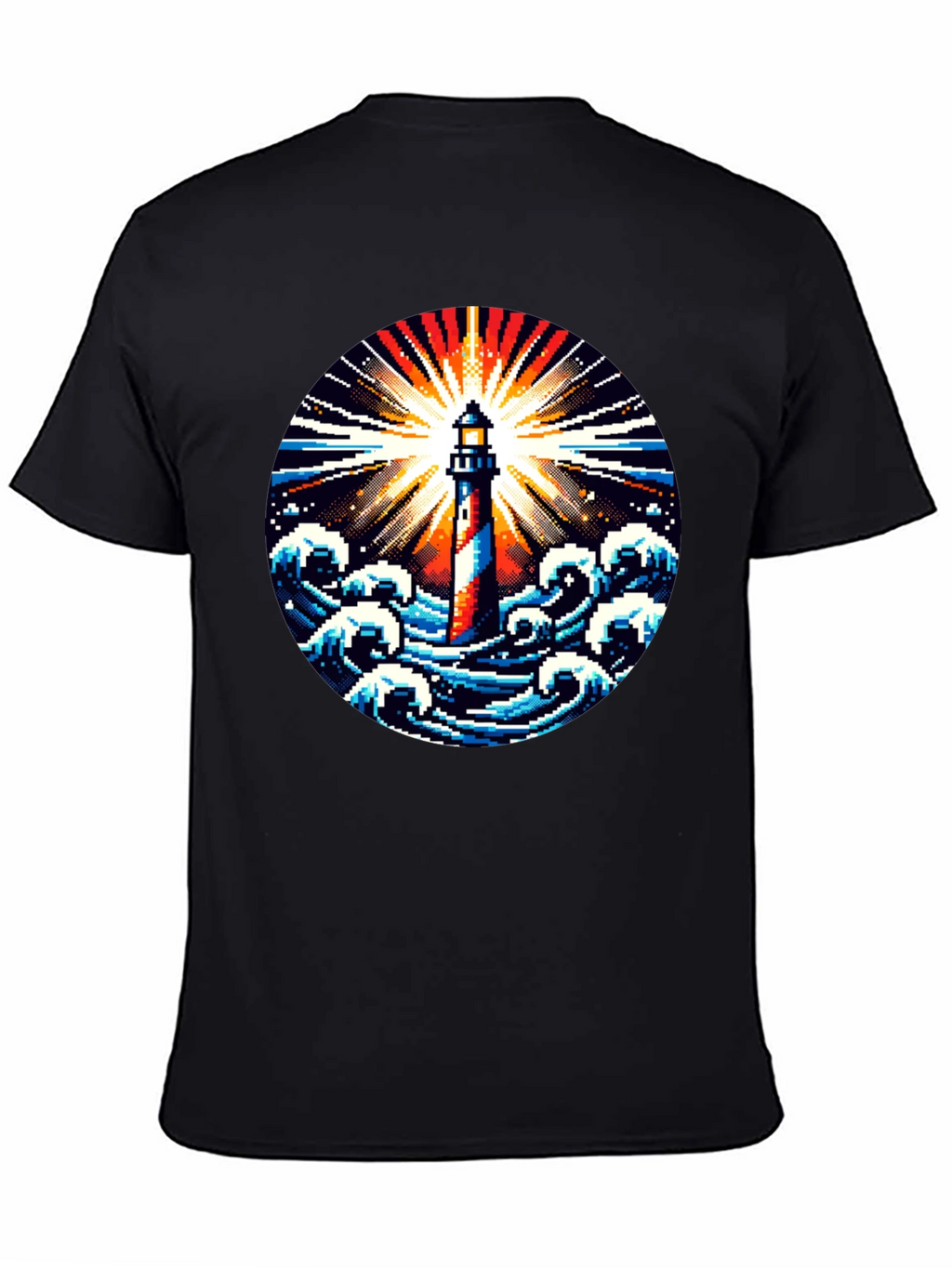 Pixel Lighthouse Graphic Tee - Black