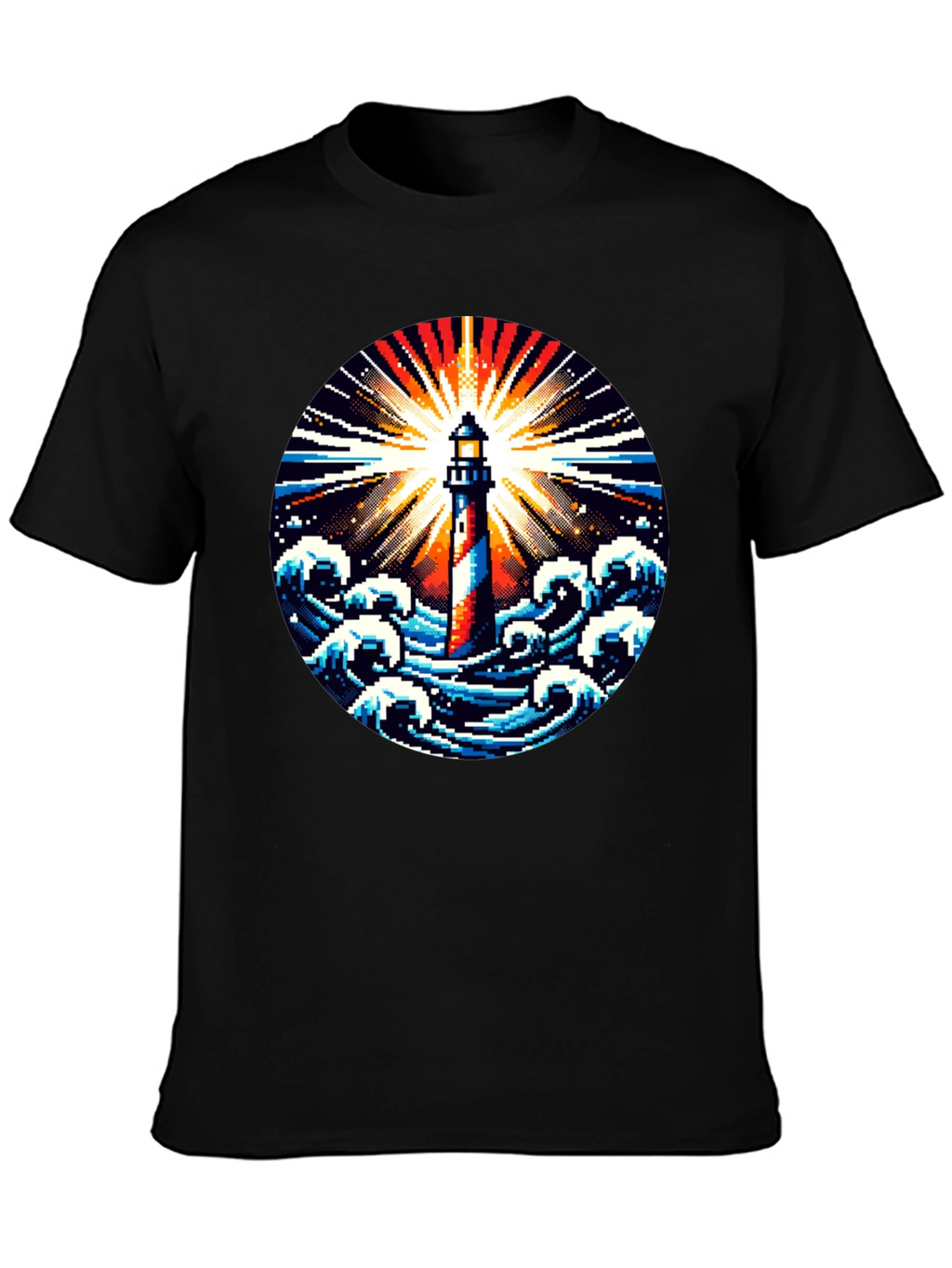Pixel Lighthouse Graphic Tee - Black