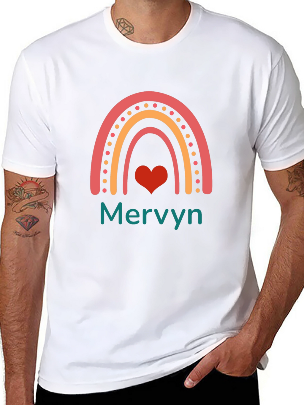 Rainbow Heart Mervyn Personalized T-Shirt