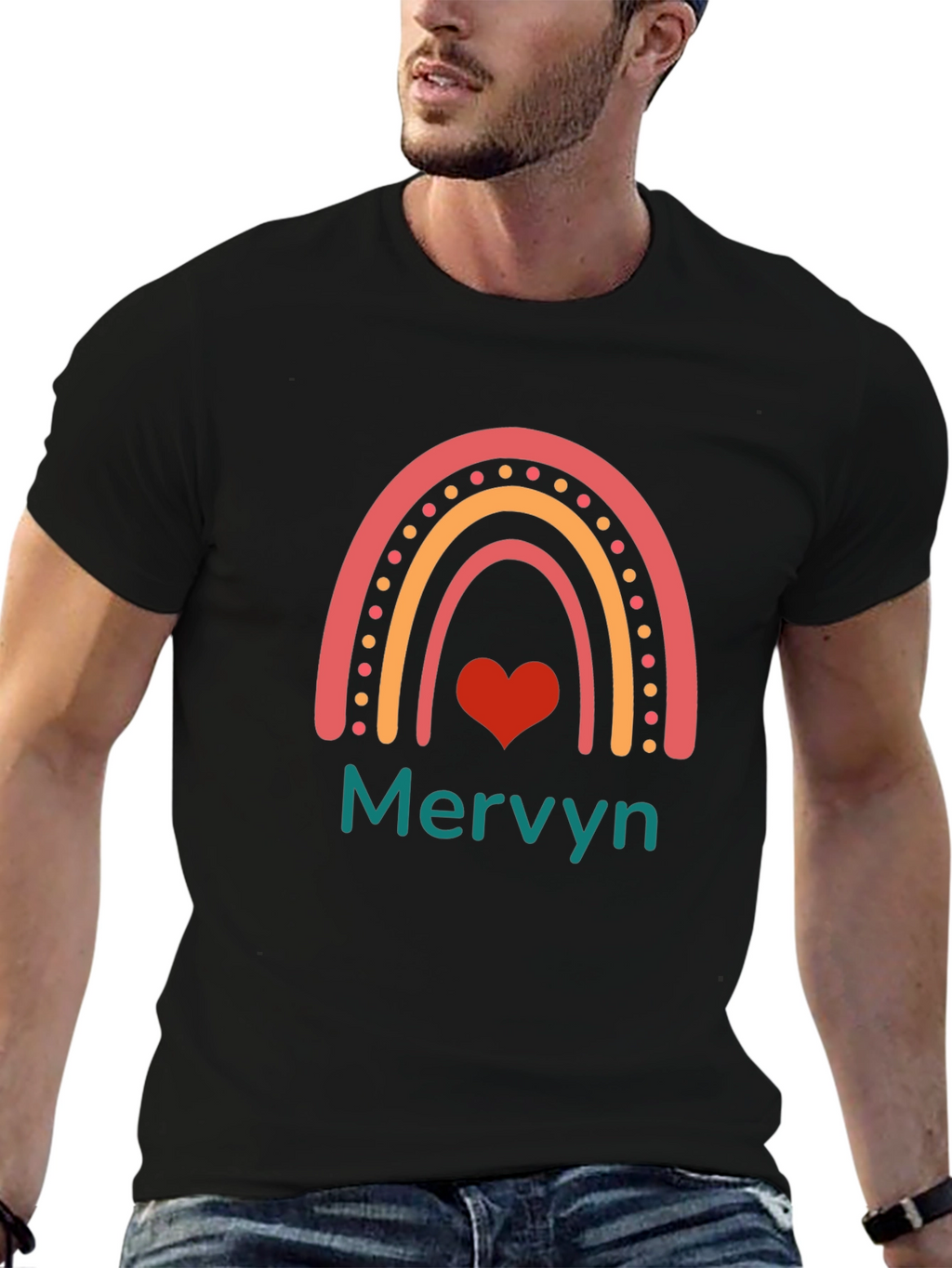 Rainbow Heart Mervyn Personalized T-Shirt