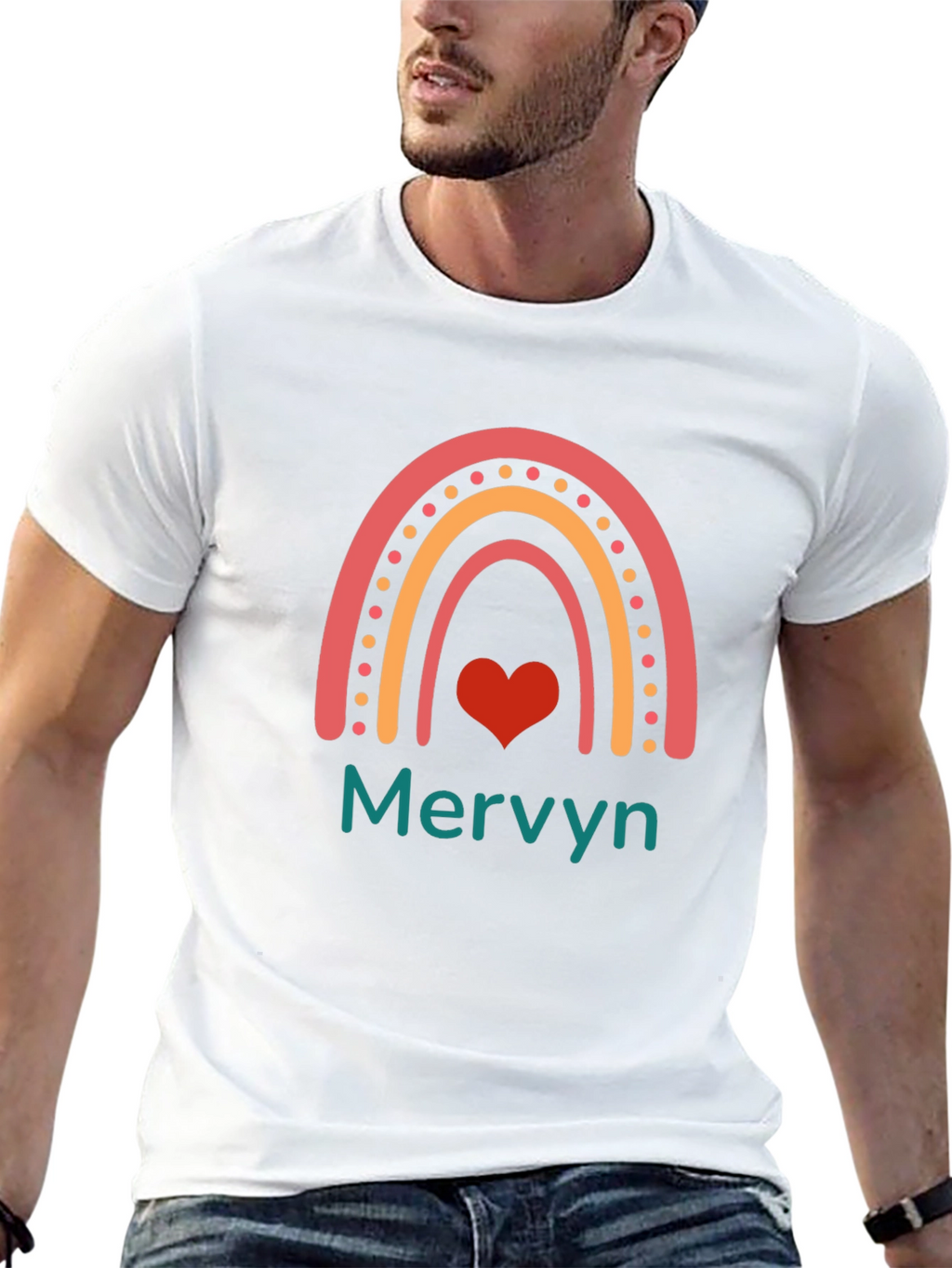 Rainbow Heart Mervyn Personalized T-Shirt