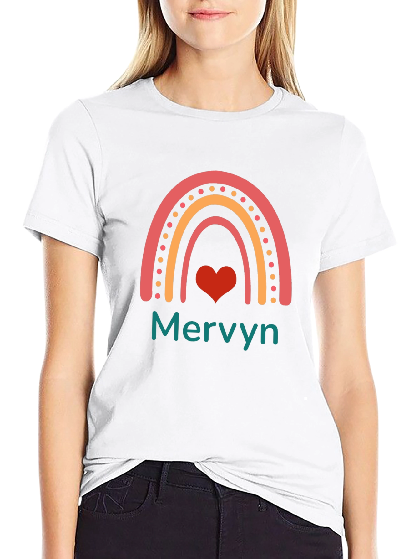 Rainbow Heart Mervyn Personalized T-Shirt
