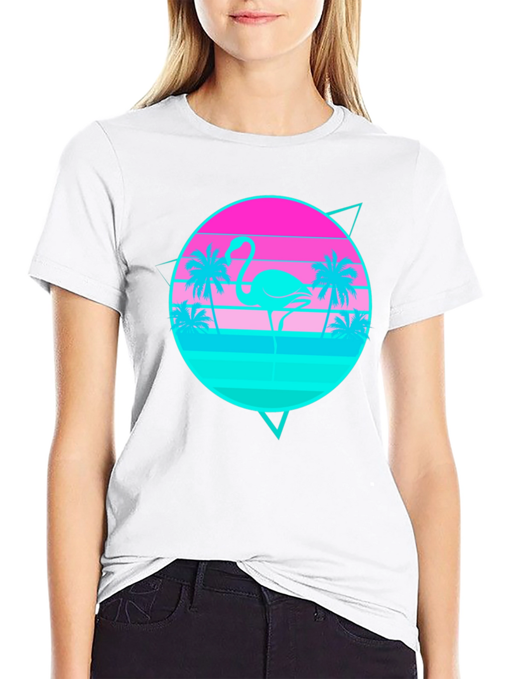 Retro Flamingo Sunset Graphic Tee