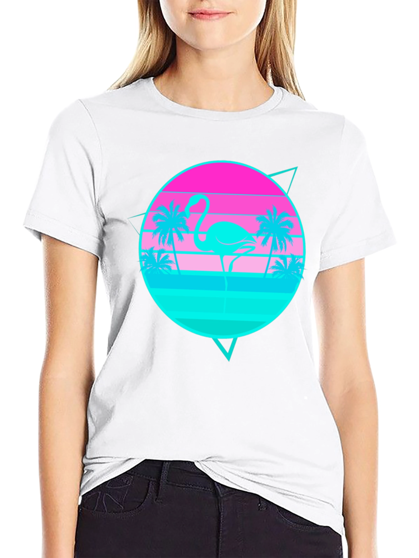 Retro Flamingo Sunset Graphic Tee