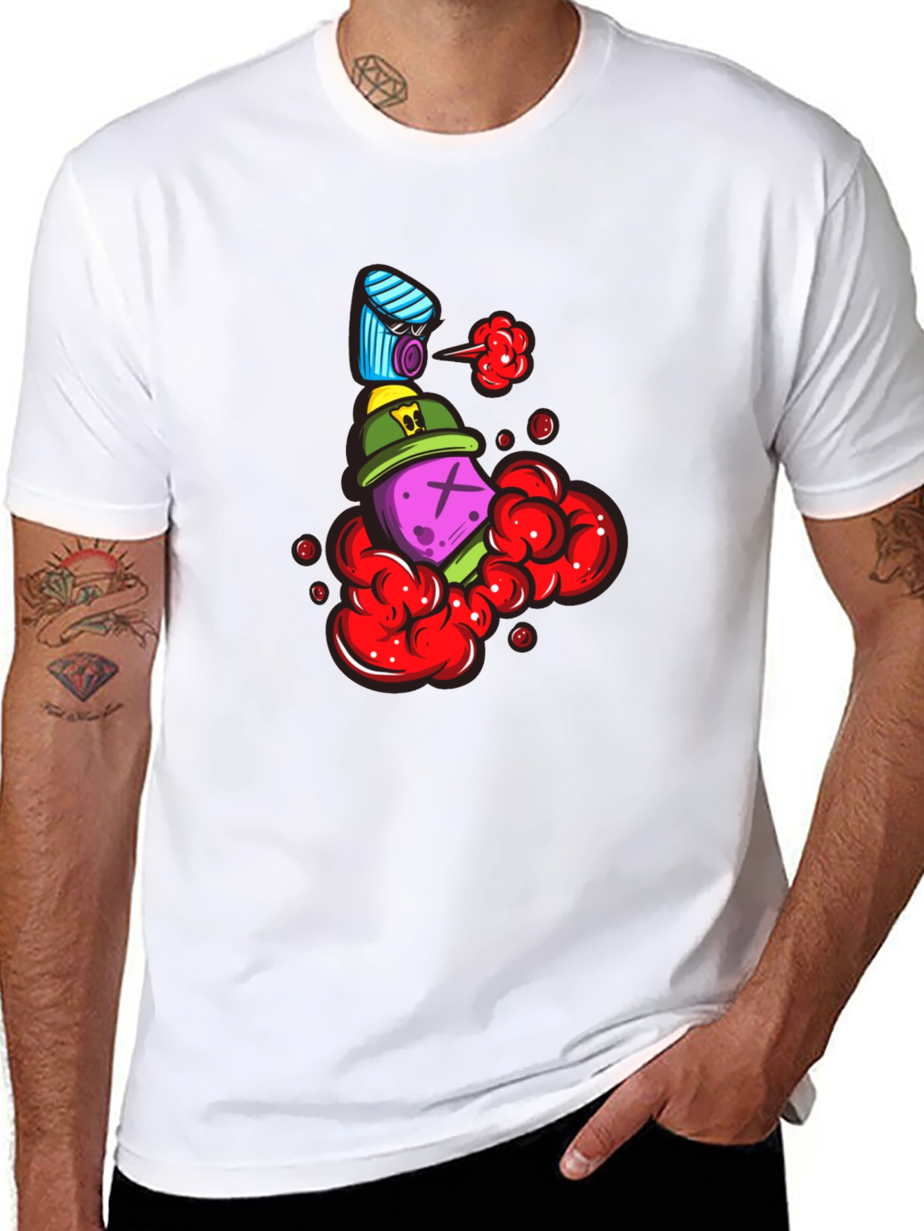Unique Graphic Print Crew Neck T-Shirt