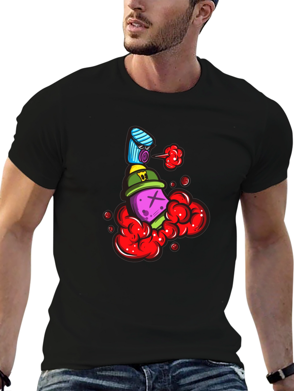 Unique Graphic Print Crew Neck T-Shirt