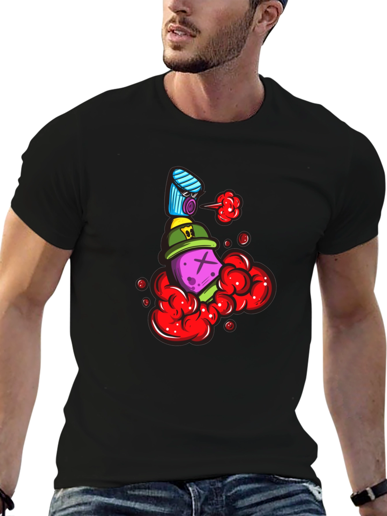 Unique Graphic Print Crew Neck T-Shirt