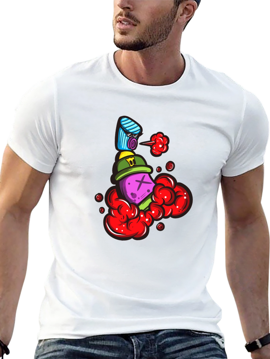 Unique Graphic Print Crew Neck T-Shirt