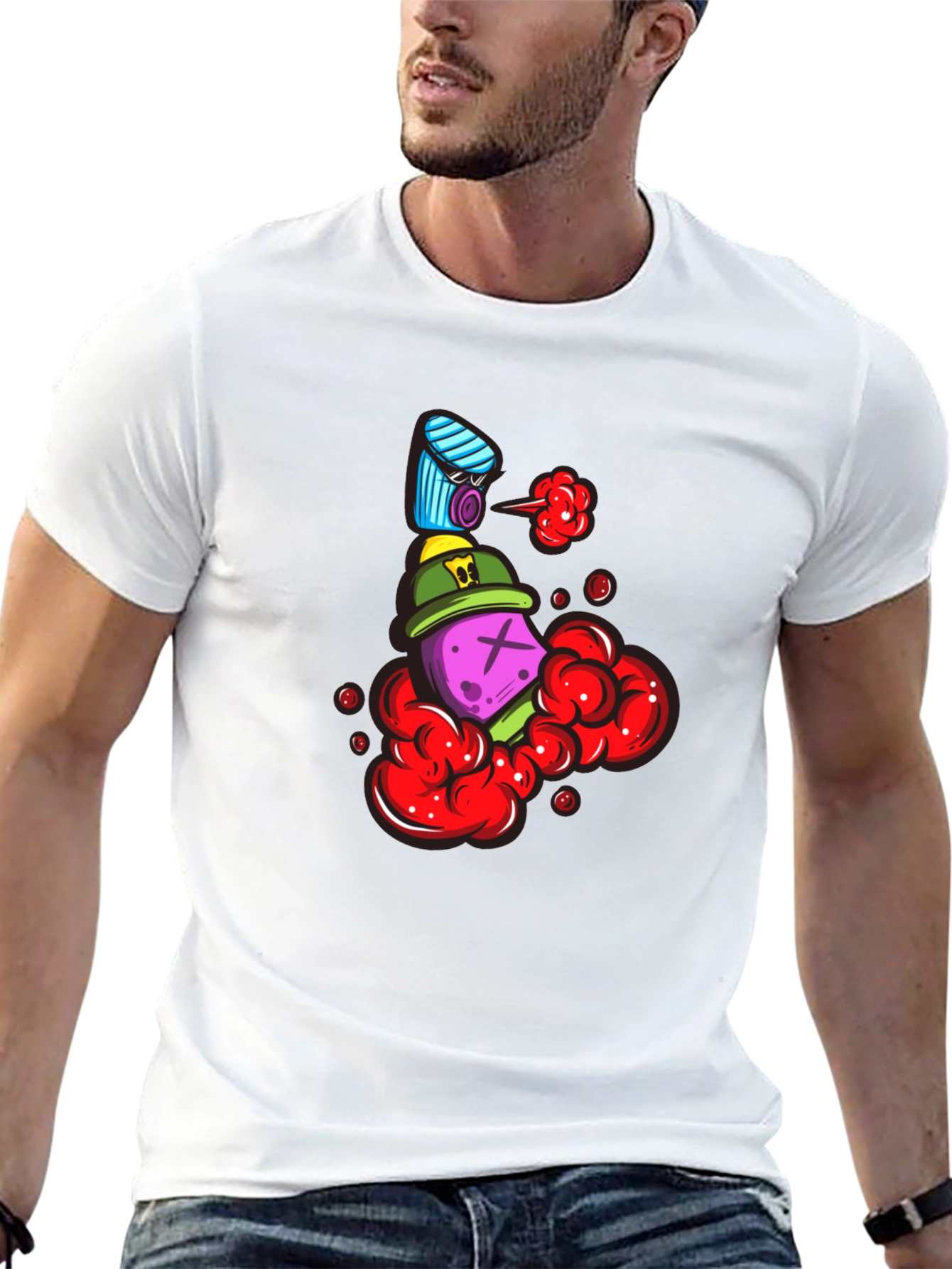 Unique Graphic Print Crew Neck T-Shirt