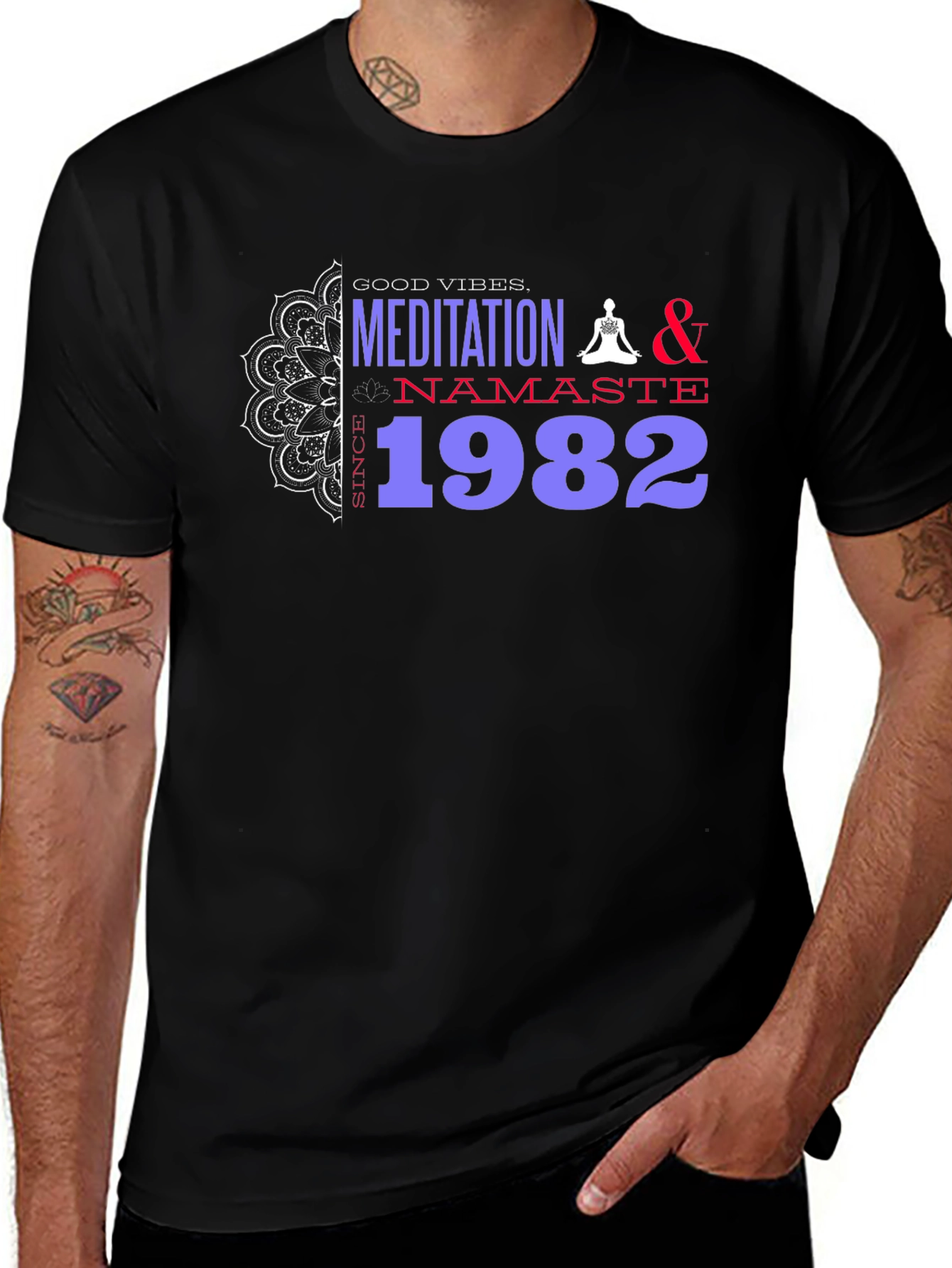 Meditation & Namaste Since 1982 Black T-Shirt