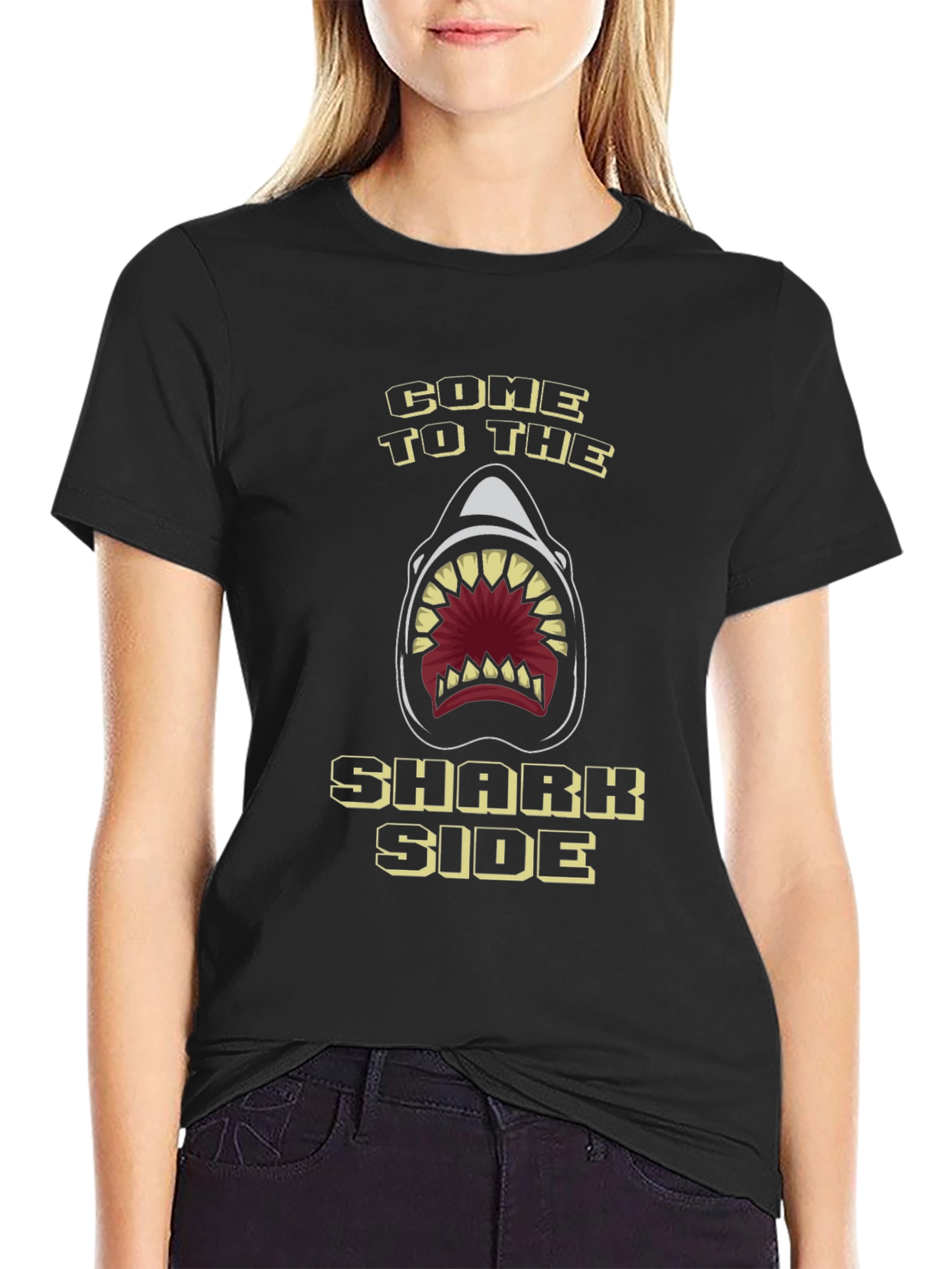 Come to the Shark Side Black Graphic Tee